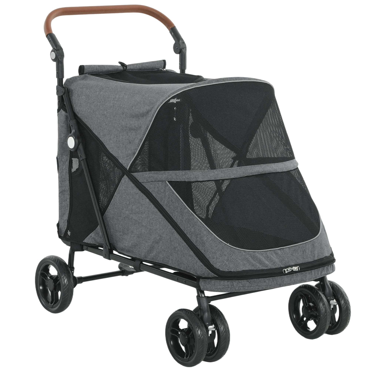 Opvouwbare hondenbuggy voor grote honden tot 30 kg, grijs