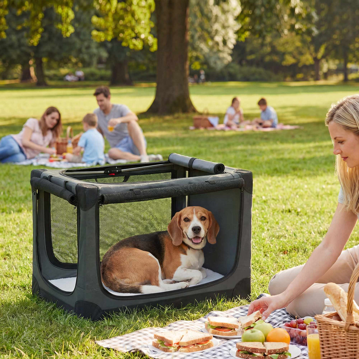 Opvouwbare huisdierenbench, 600D-stof, 76x54x54 cm, groen