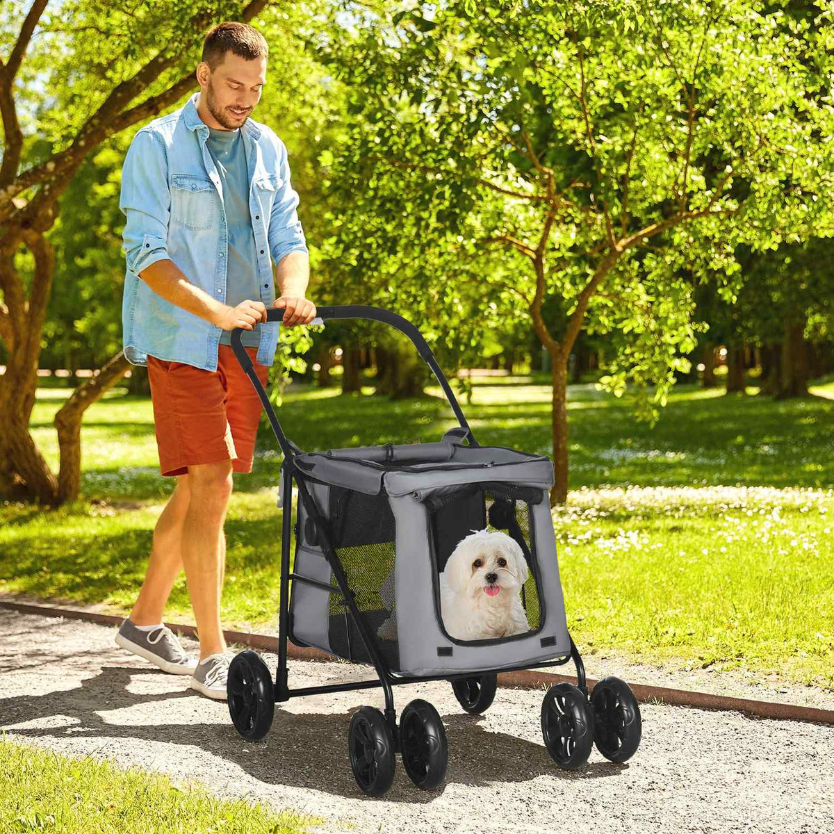 Opvouwbare hondenbuggy met kussen, gaas, 20 kg capaciteit