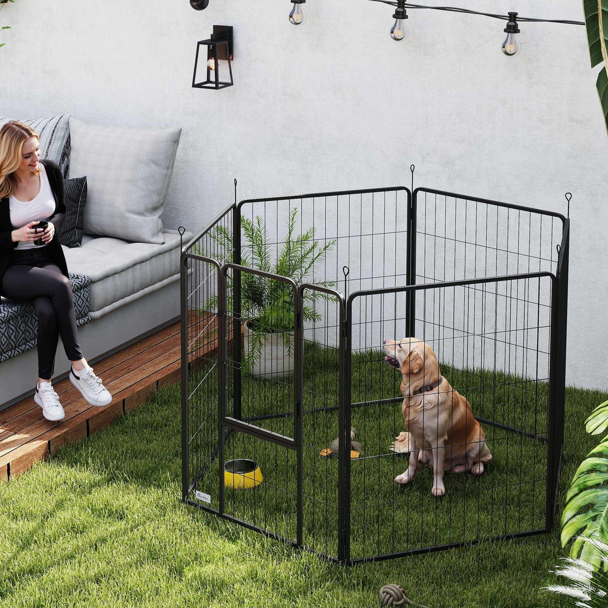 Opvouwbare stalen ren voor huisdieren, 6 panelen, grijs