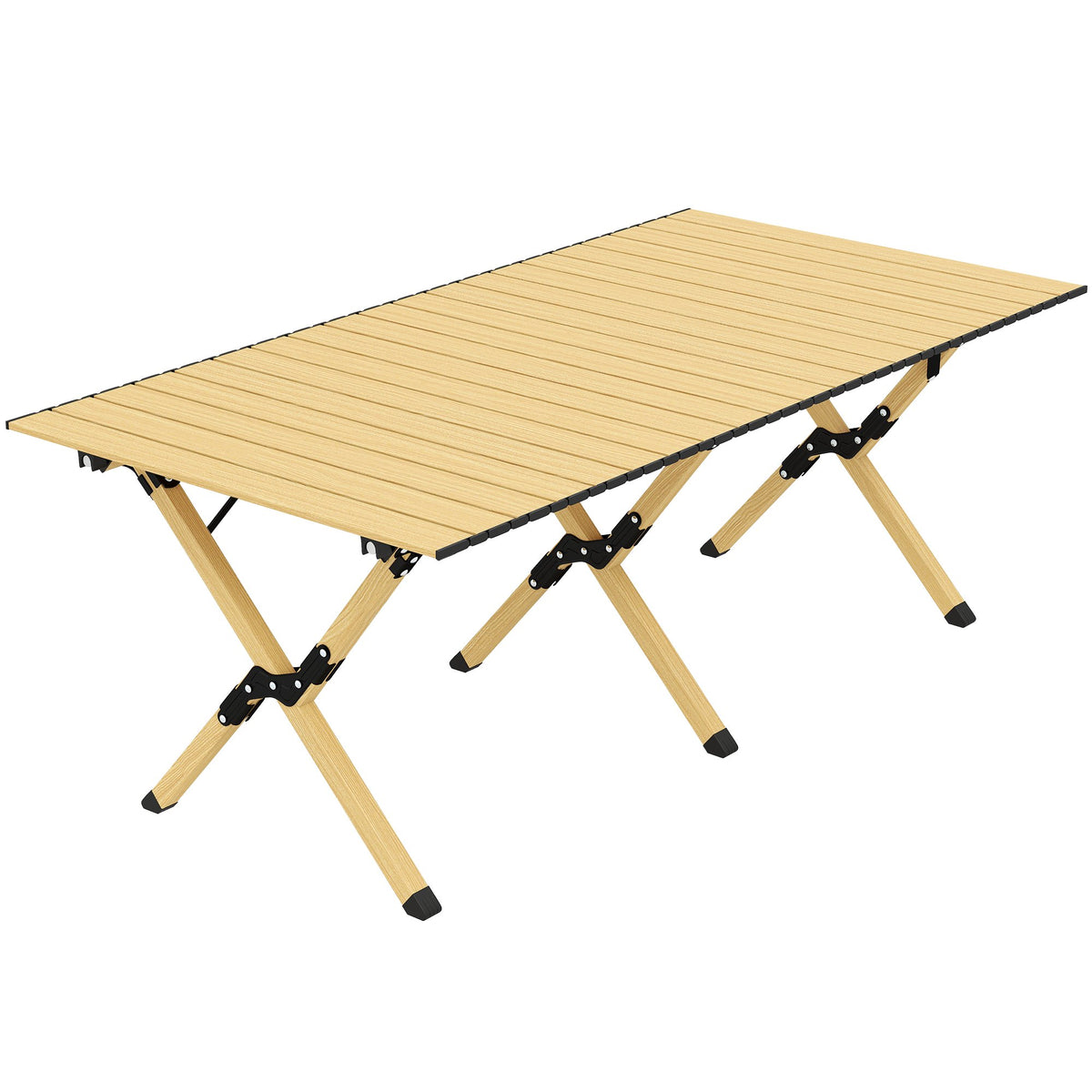 Inklapbare aluminium campingtafel, 117x60 cm, inklapbaar houtlook