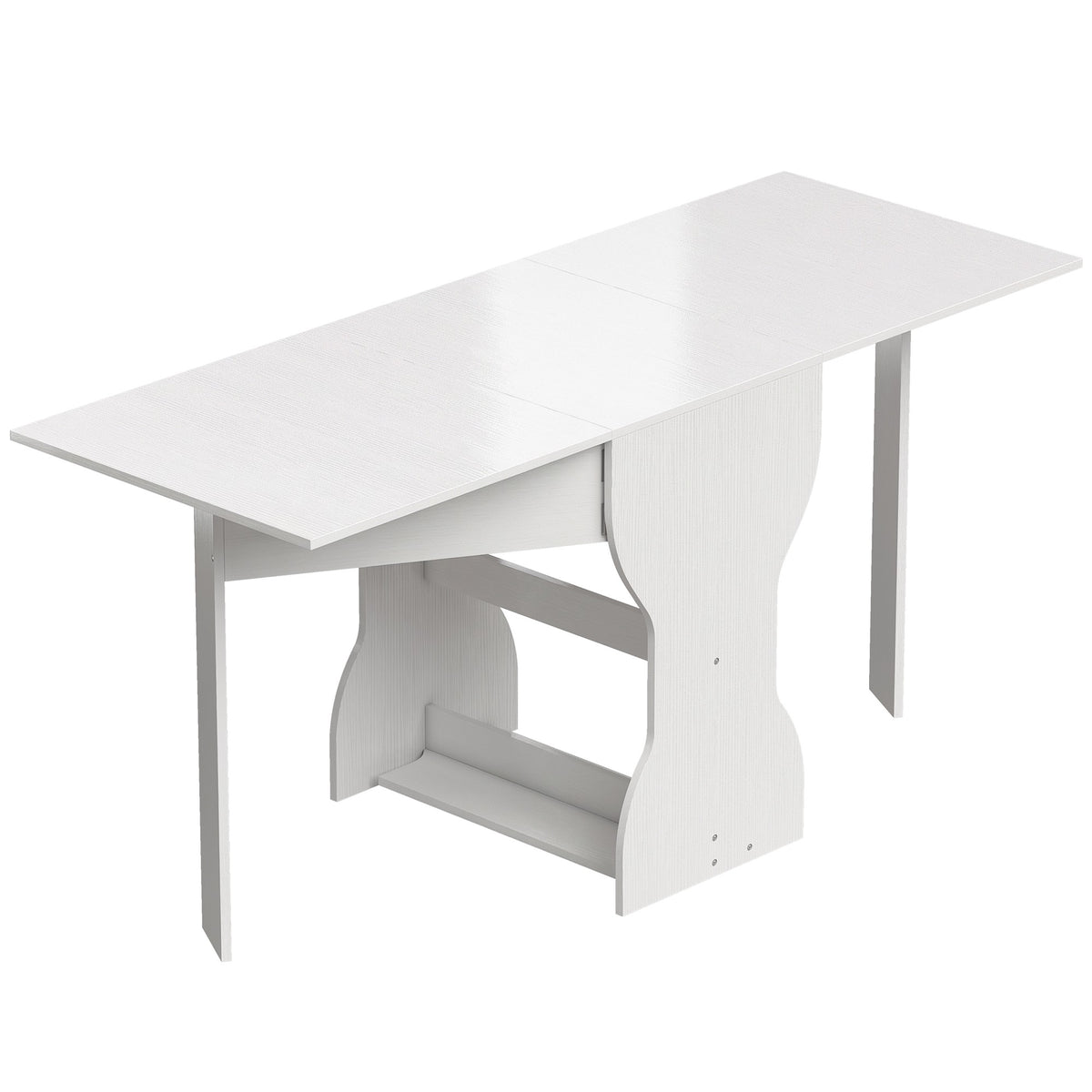 Opklapbare eettafel met opbergruimte, voor 2-4 personen, wit, 160x60x75 cm