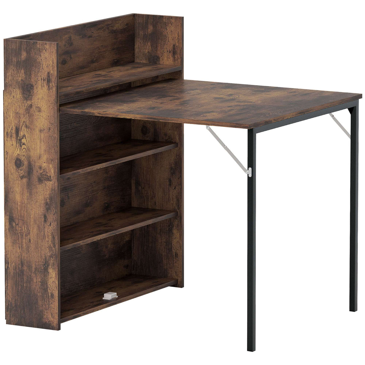 Inklapbare eettafel met planken, industriële stijl, ruimtebesparend, 80x90x93 cm