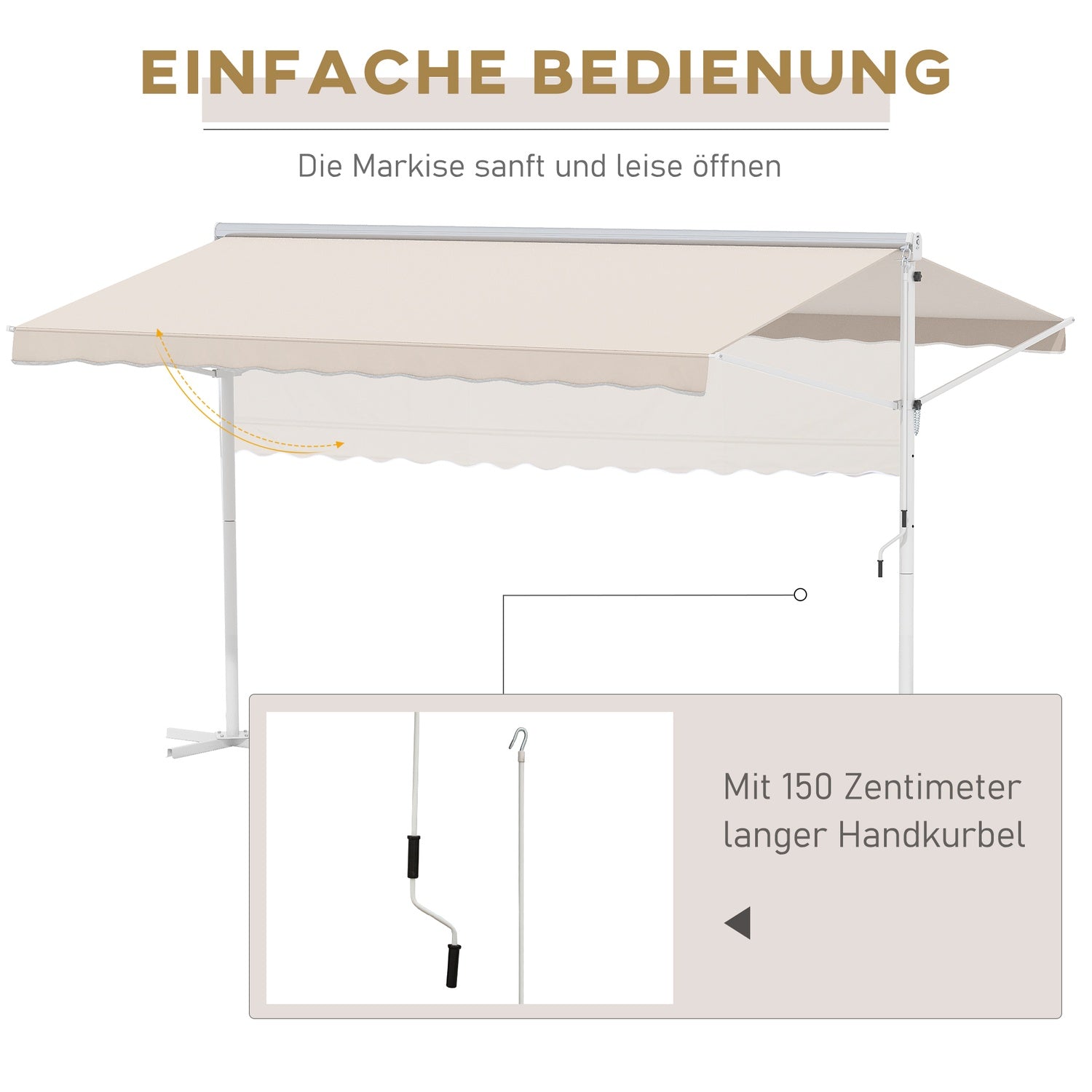 Opvouwbaar tuinzonnescherm 4x3M Beige – Zon- en weerbescherming