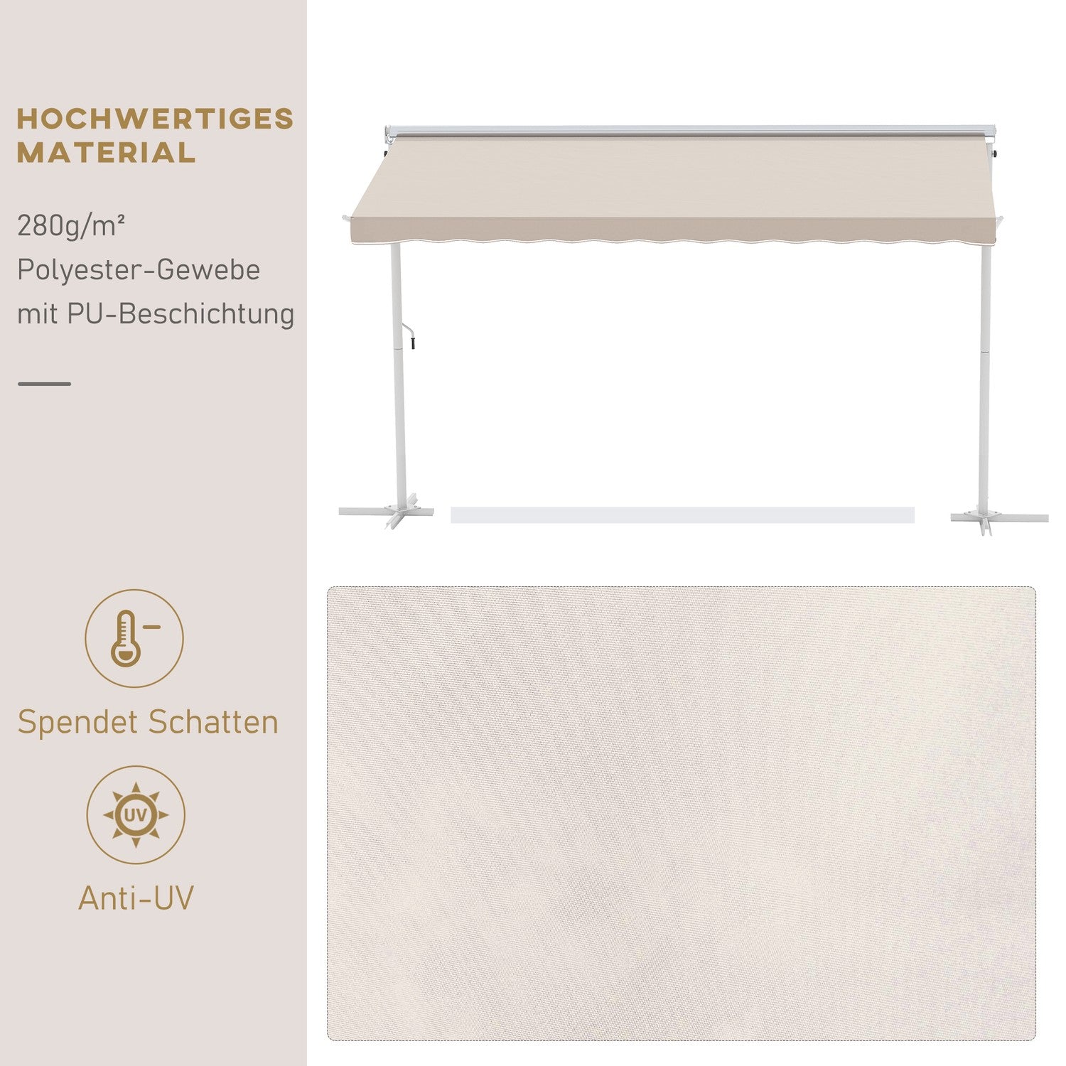 Opvouwbaar tuinzonnescherm 4x3M Beige – Zon- en weerbescherming