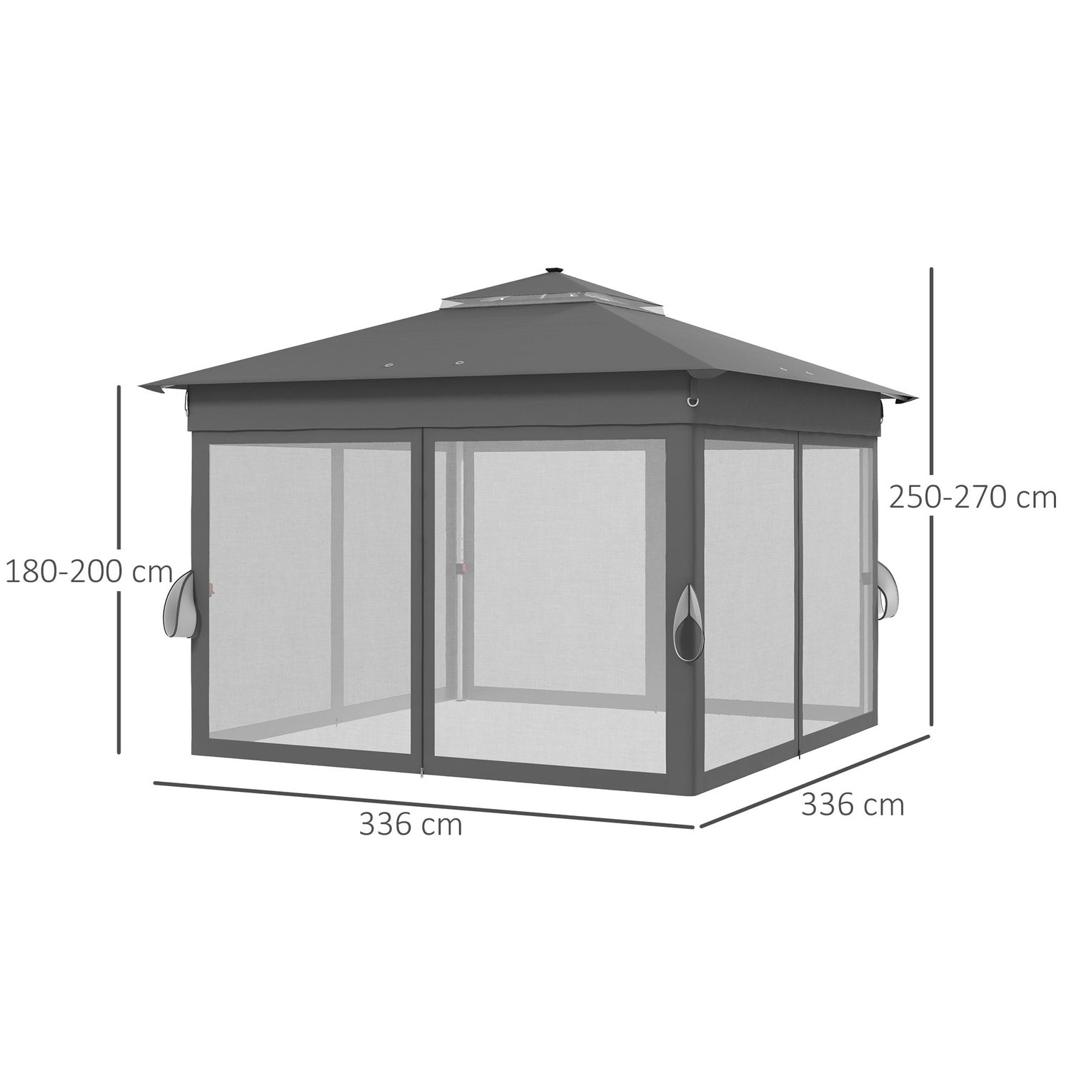 Opvouwbaar tuinpaviljoen 3x3m met LED en gordijnen