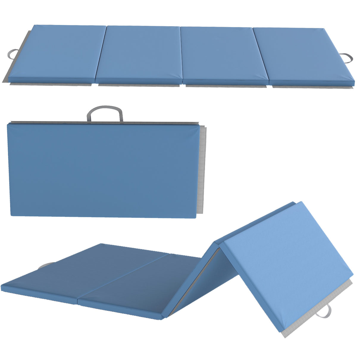 Opvouwbare trainingsmat met handvatten, 240x120x5 cm, lichtblauw
