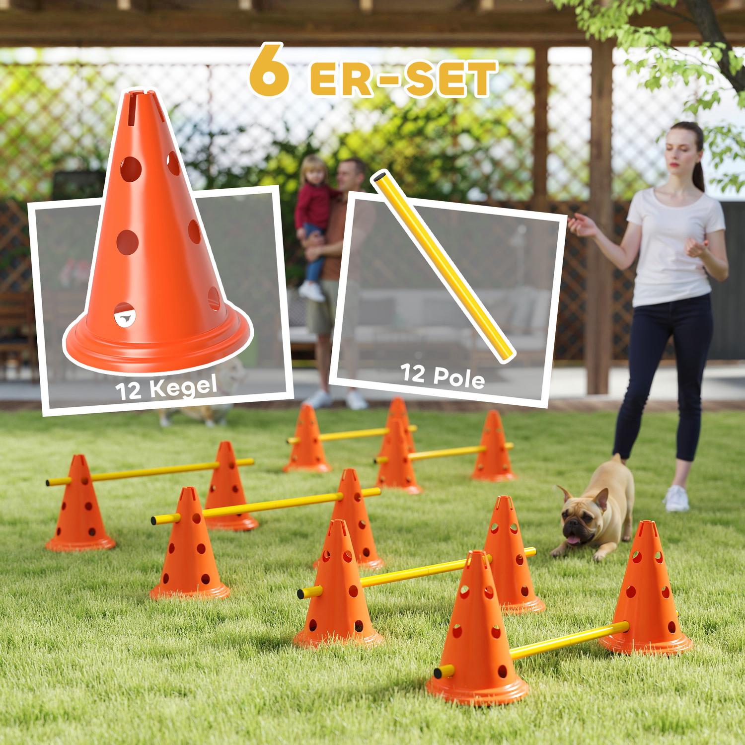 Set d'entraînement agility pour chien – 6 obstacles réglables, 12 cônes