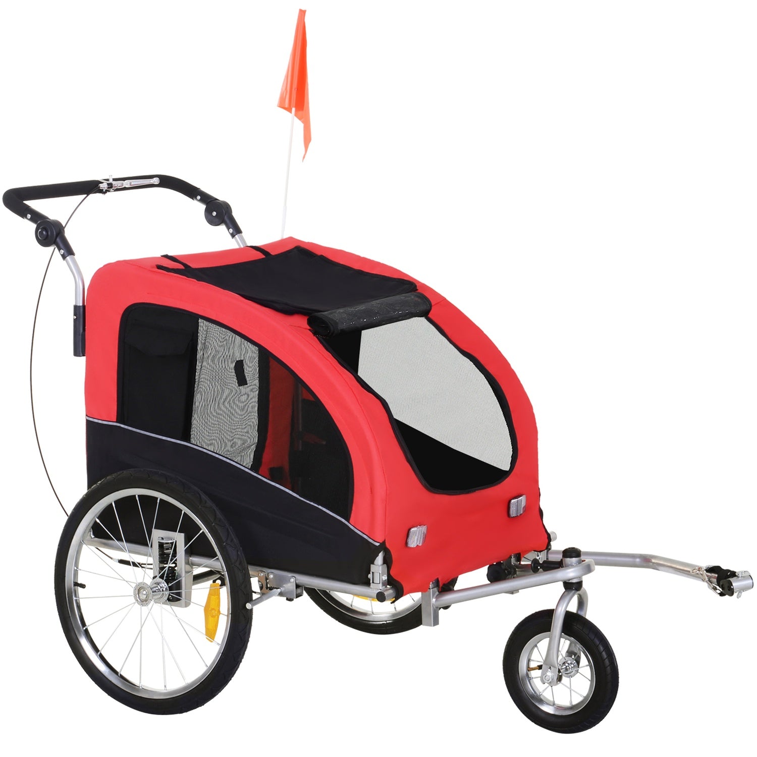 Hondenfietskar – Rood & Zwart, 155 x 83 x 108 cm