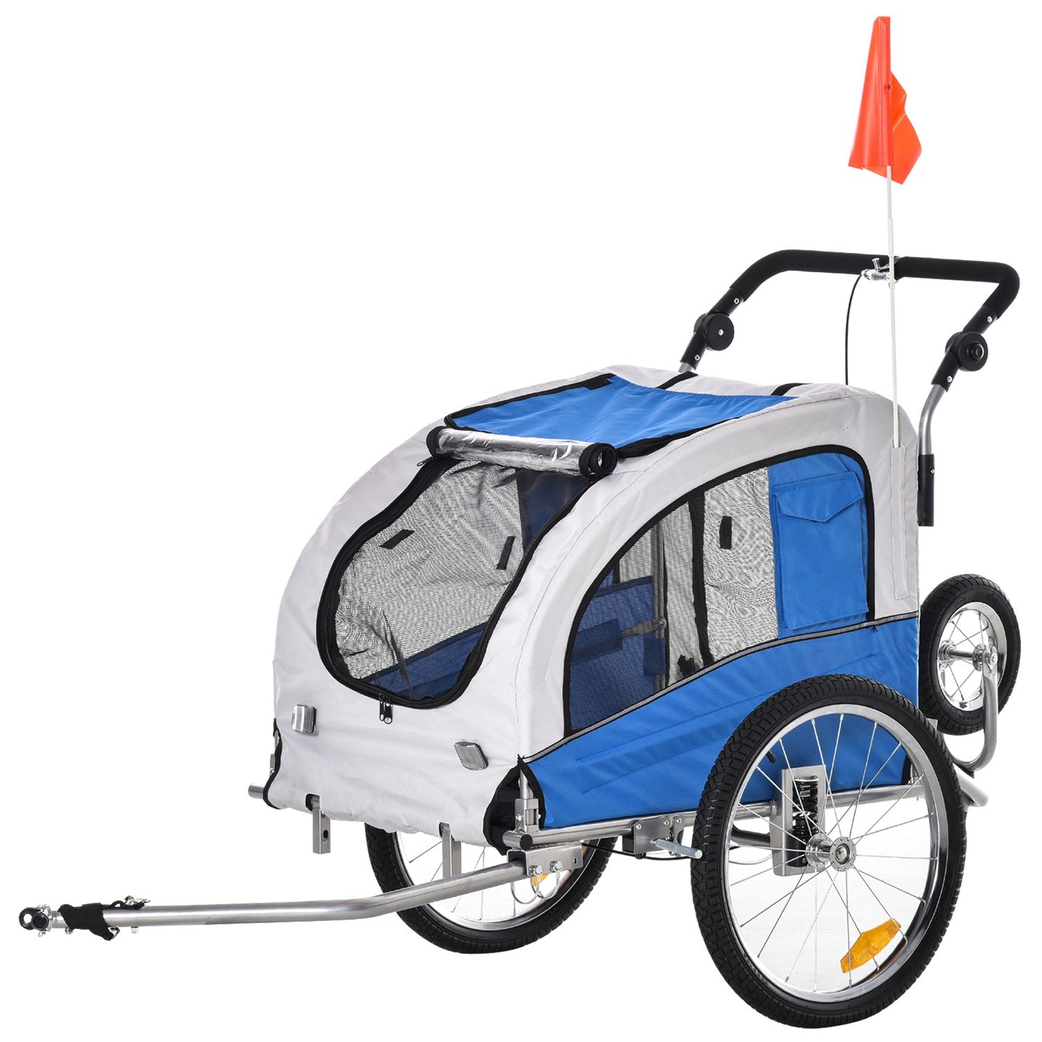 Hondfietskar en joggingkar, blauw/grijs, 155 x 83 x 108 cm
