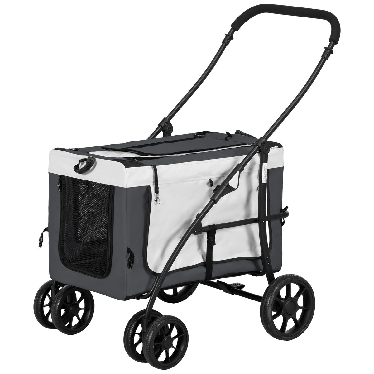 Honden- en kattenbuggy met afneembare mand en veiligheidsriem