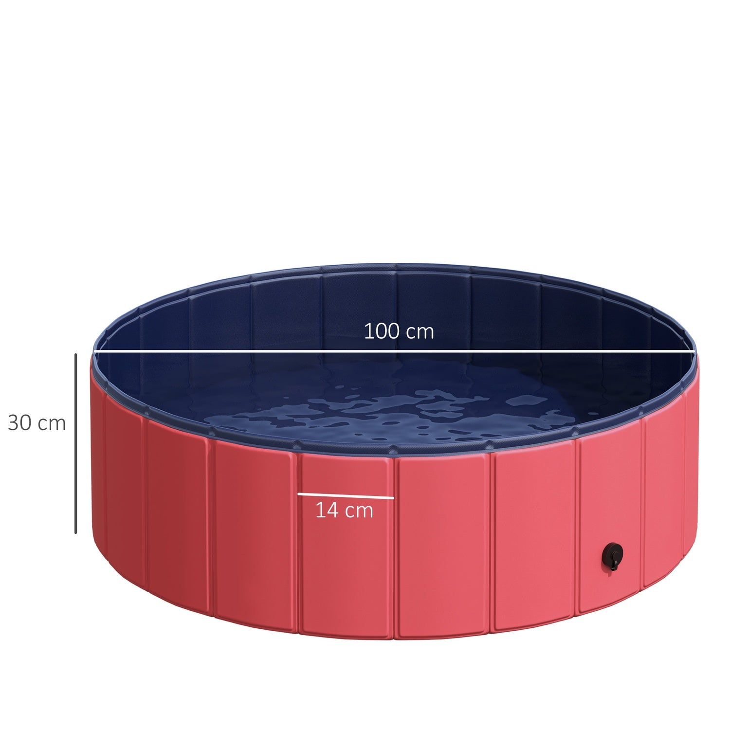 Hondenbad, duurzaam PVC en hout, 100x30 cm, Rood