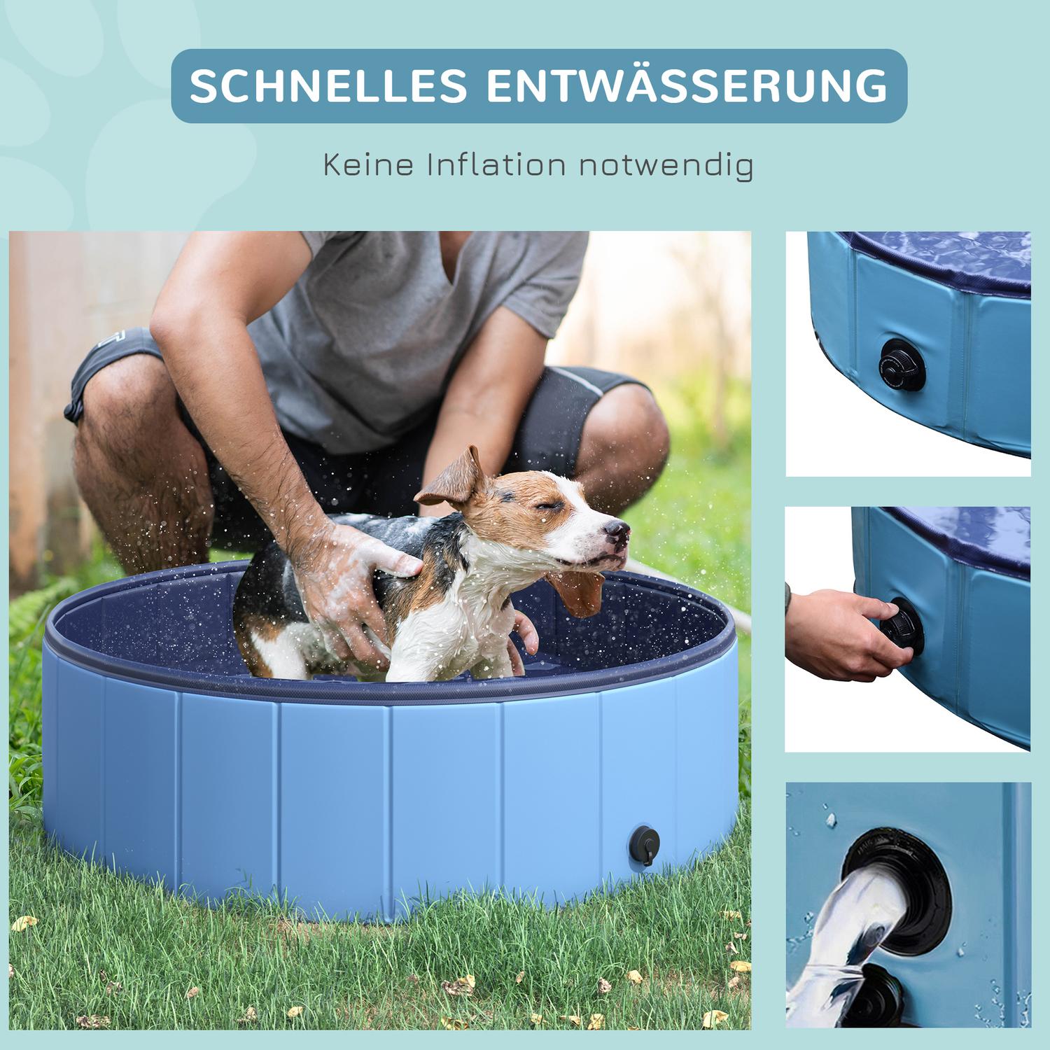 Hondenbad, duurzaam PVC & hout, blauw, 100x30 cm