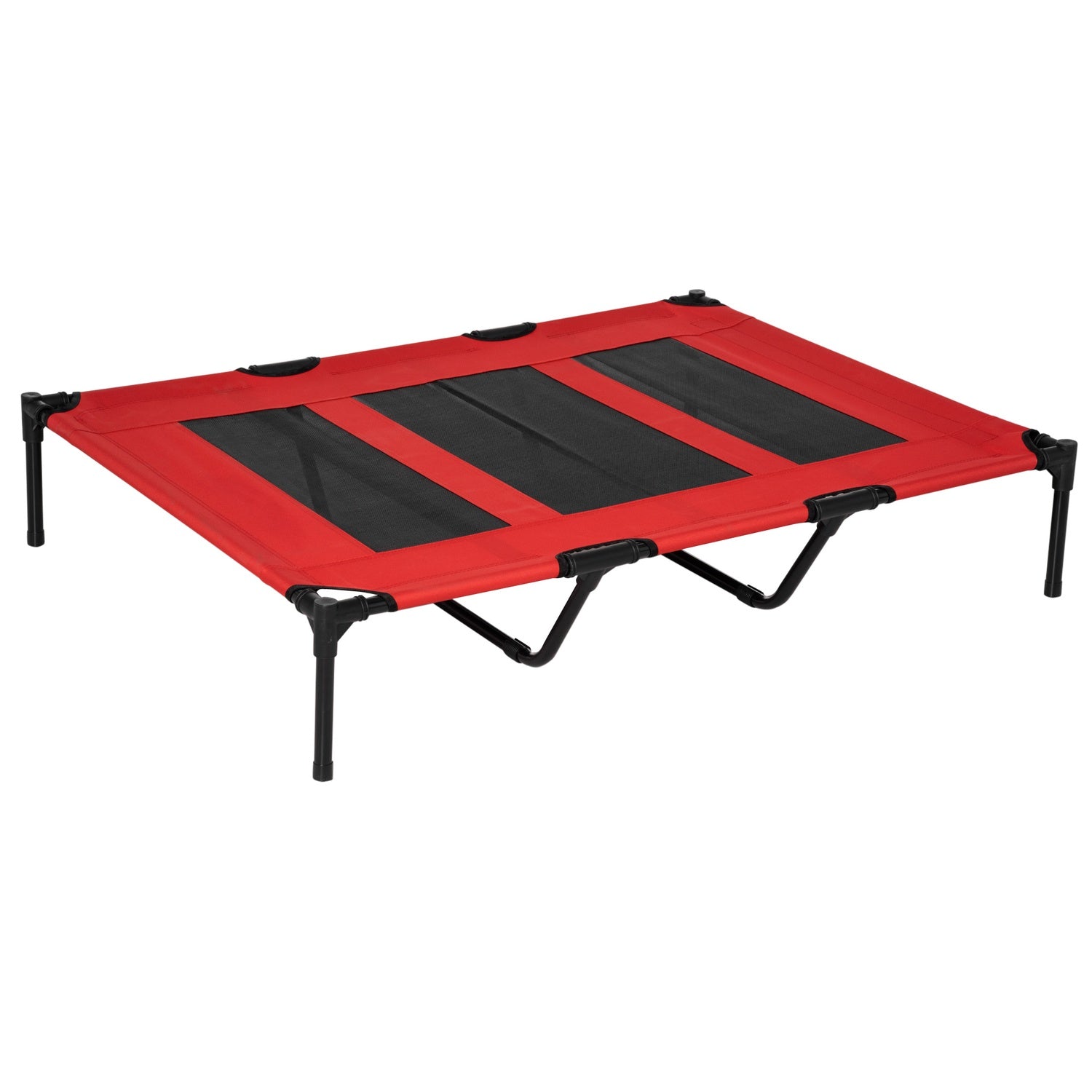 Hondenbed van metaal – groot, rood, Oxford-stof