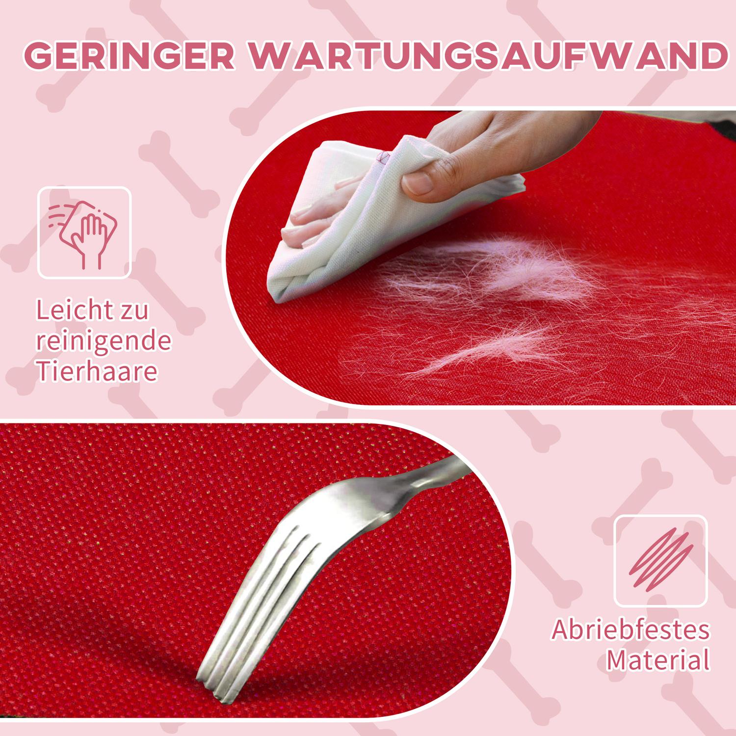 Hondenbed van metaal – groot, rood, Oxford-stof