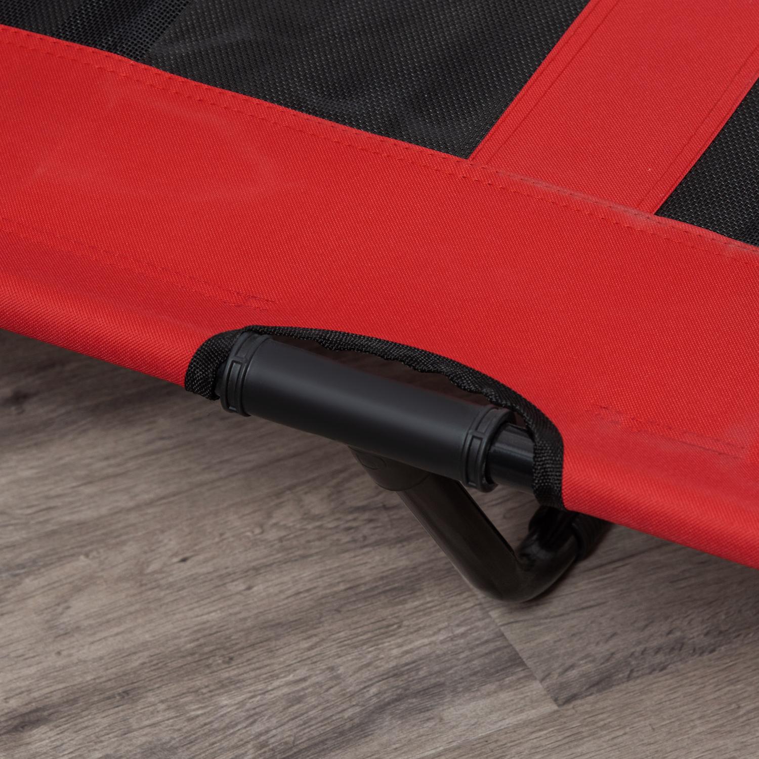 Hondenbed van metaal – groot, rood, Oxford-stof
