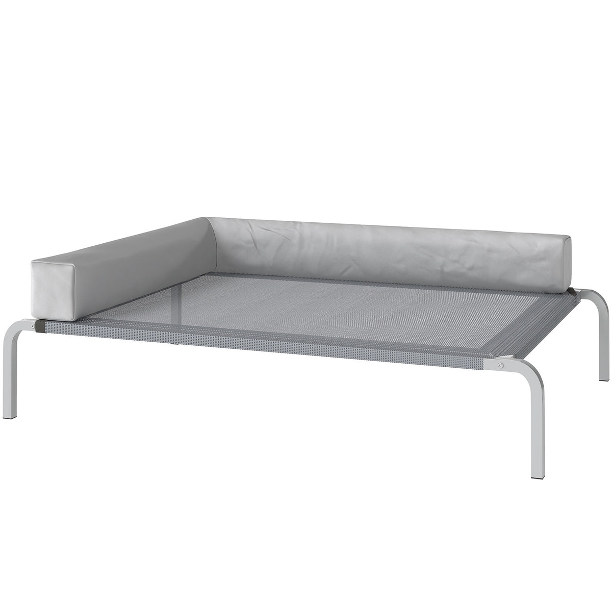 Hondenbed voor buiten, verhoogd hondenbed voor middelgrote honden, met L-vormig kussen 110x75x30 cm, lichtgrijs