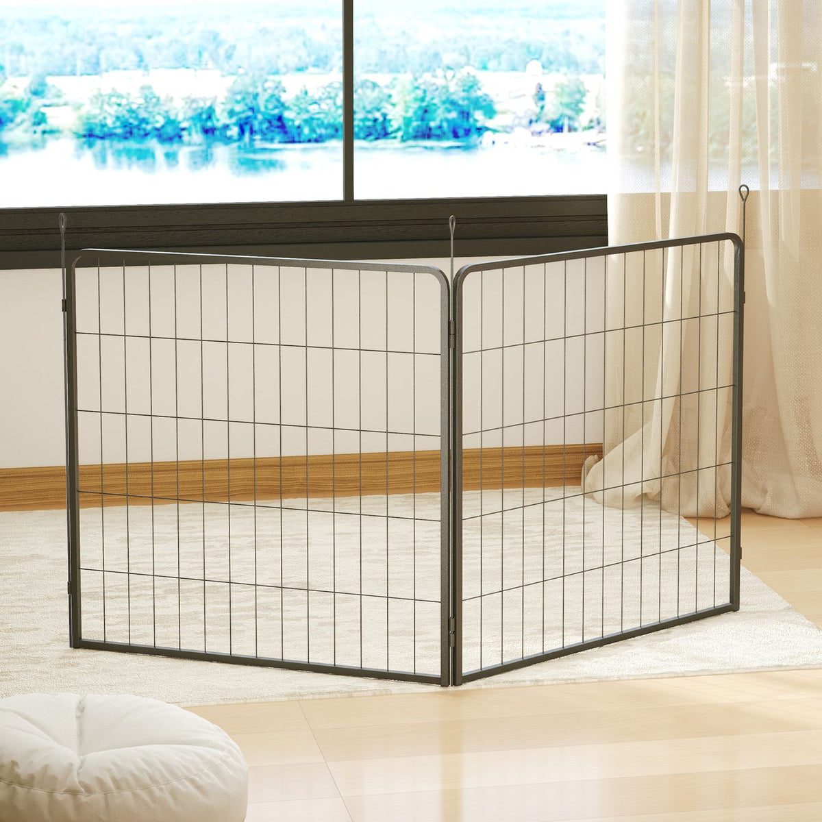 Hondenrenpanelen buiten, set van 2 – 80 x 80 cm, zwart