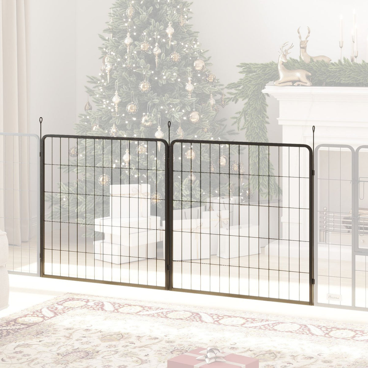 Hondenrenpanelen buiten, set van 2 – 80 x 80 cm, zwart