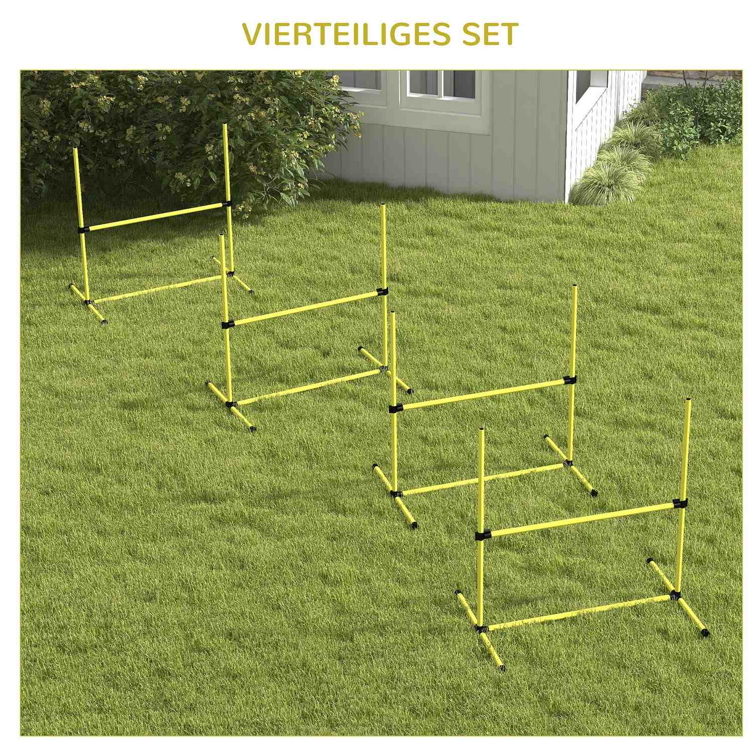 Hondentrainingsslalomset - 4 gele plastic kegels