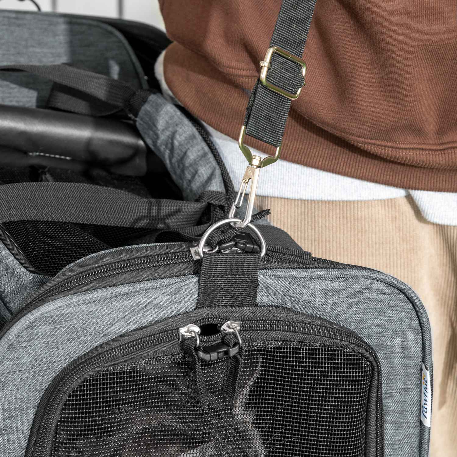 Dierenvervoerswagen – 3-in-1, telescopische handgreep, grijs