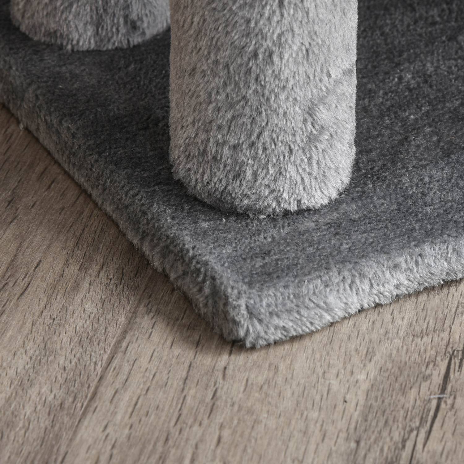 Huisdierentrap, 3 treden met speelbal, pluche grijs 45x40x48cm