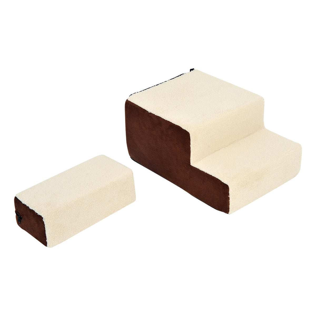 Huisdierentrap, 3-treds pluchebeige, 54x40x39 cm
