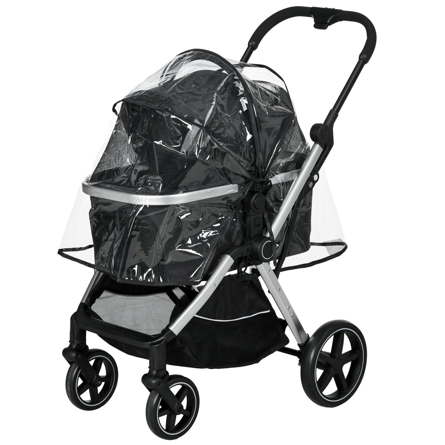 Huisdierenwagen honden-/kattenbuggy, veiligheidsriem, regenhoes