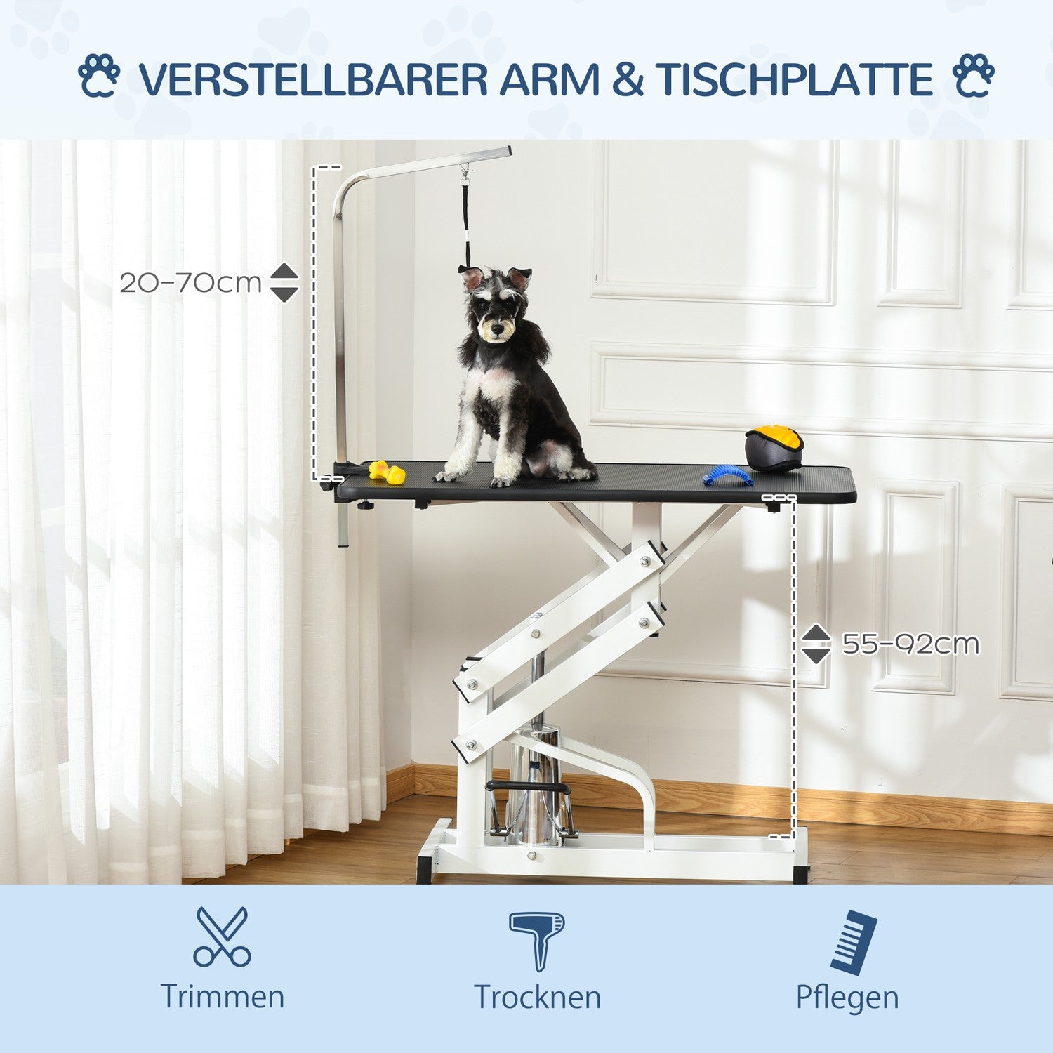 Hydraulische hondentrimtafel met trimbeugel