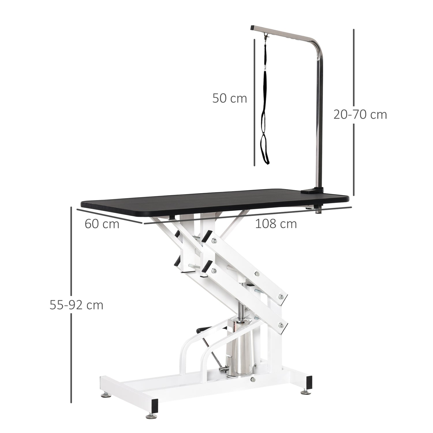 Hydraulische hondentrimtafel met trimbeugel