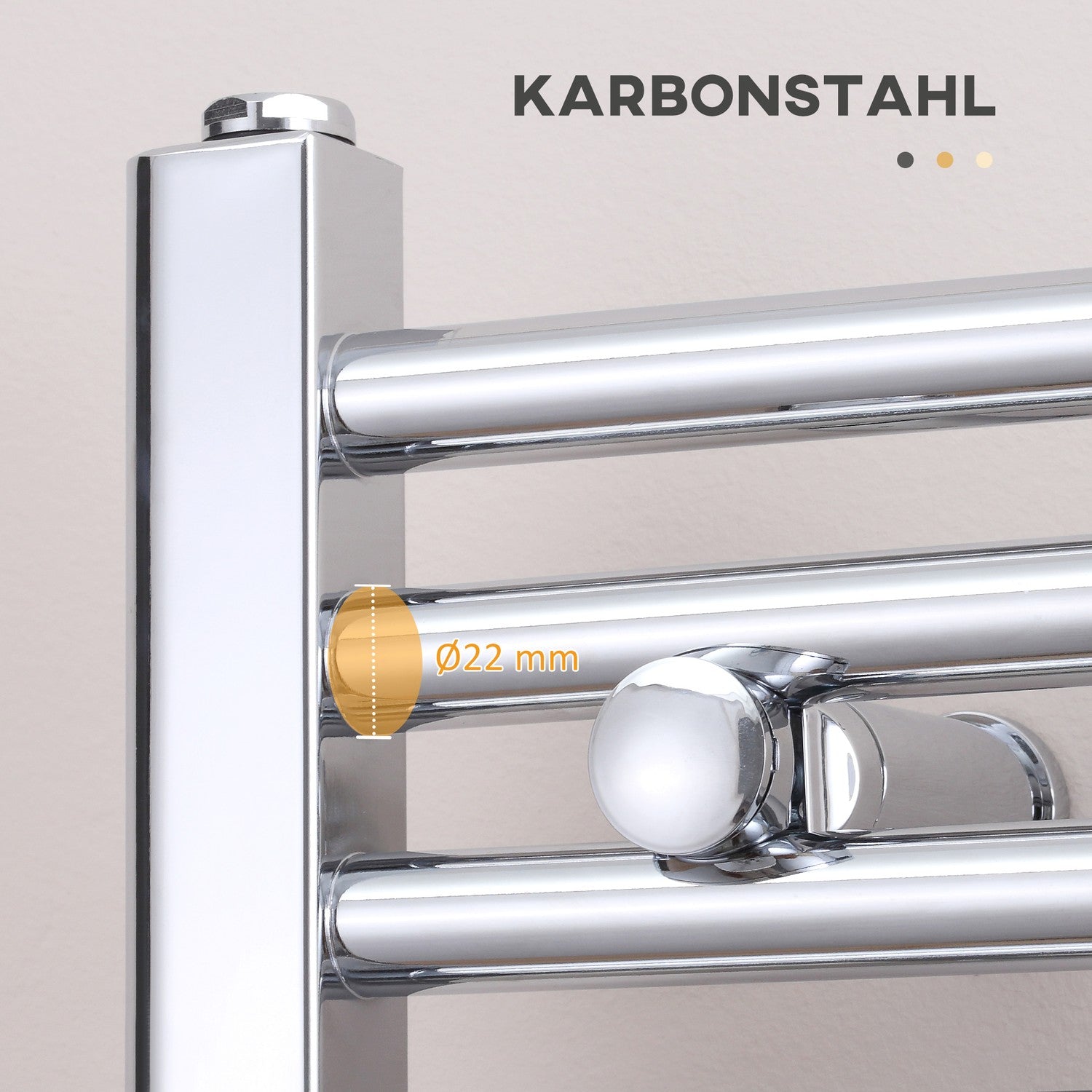 Hydronische handdoekkoeler, 14 staven koolstofstaal, 600x800 mm