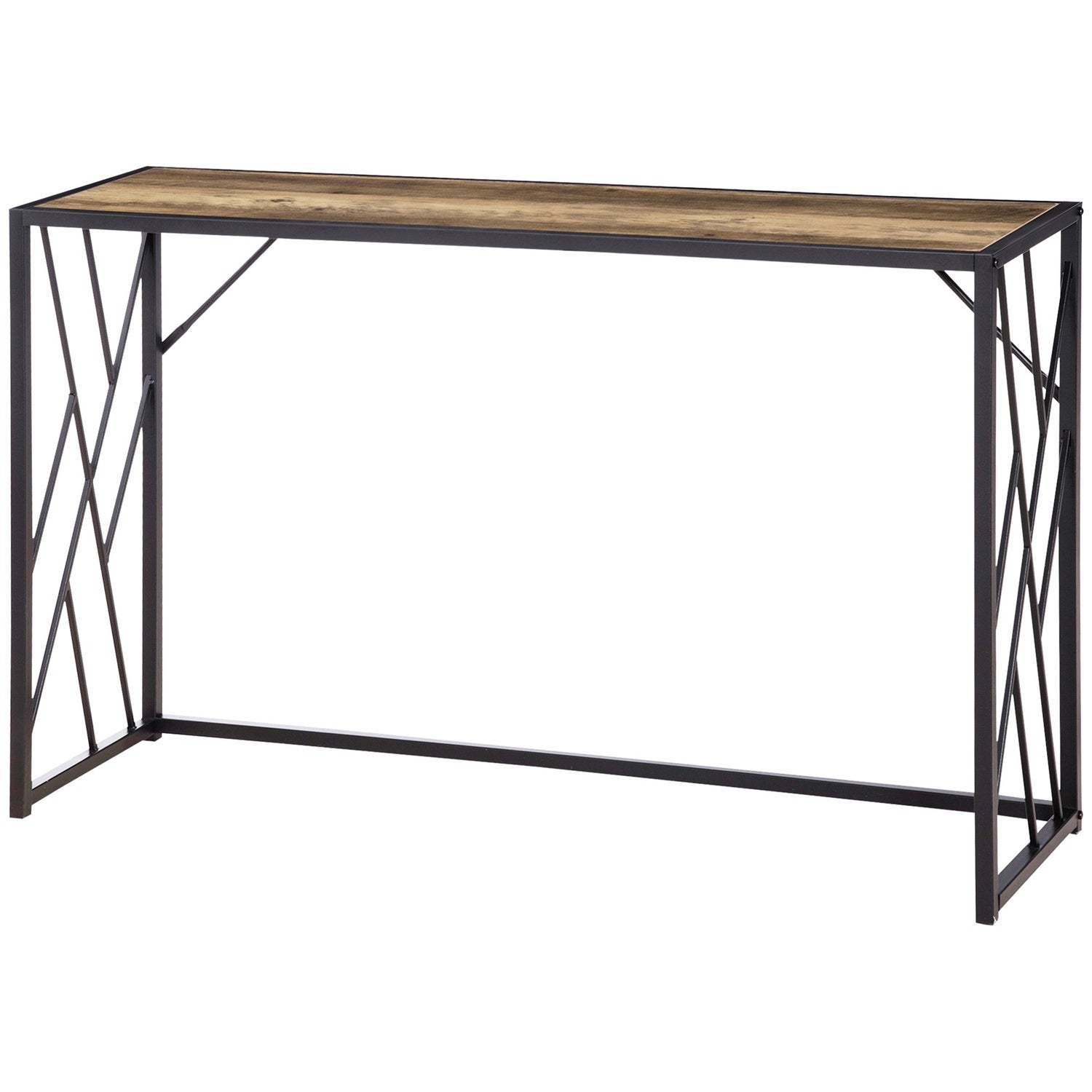 Industriële sidetable, stalen poten, 120x35x75 cm, bruin