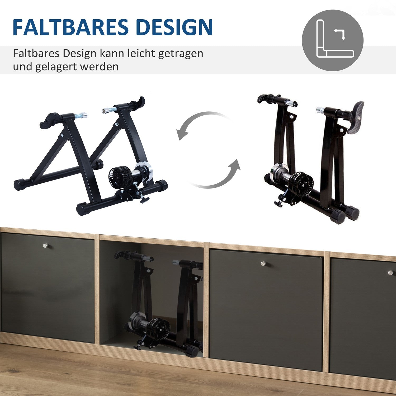 Opvouwbare indoor fietstrainer met magnetische weerstand