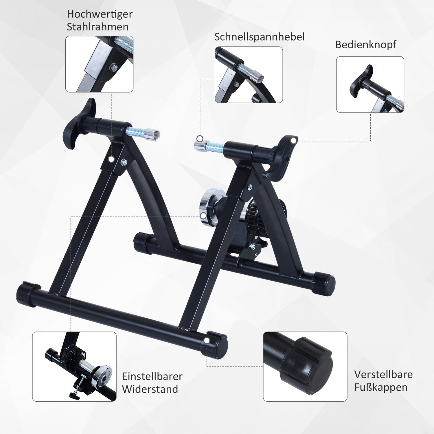 Opvouwbare indoor fietstrainer met magnetische weerstand
