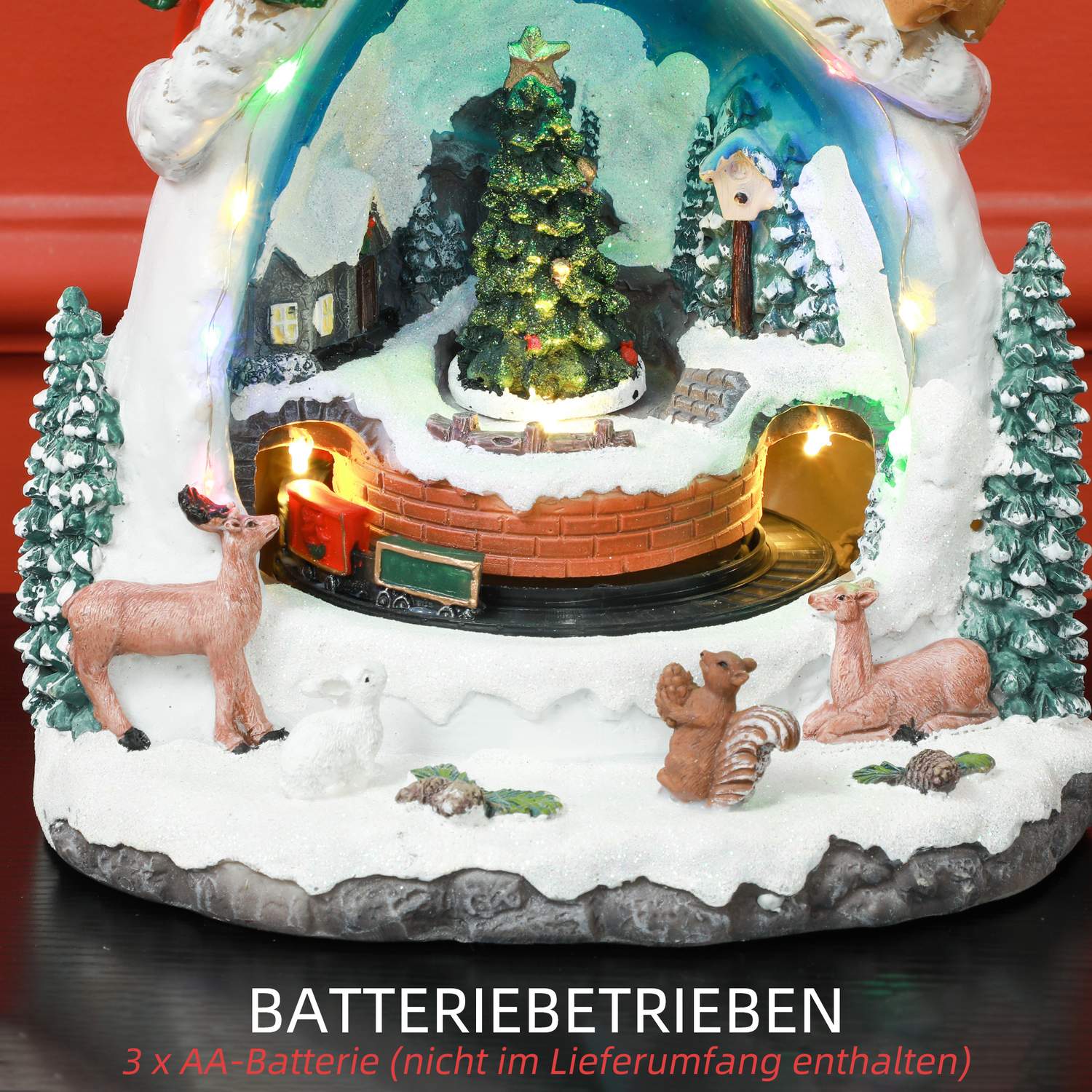 Kerstdorp met LED-verlichting, muziek en trein