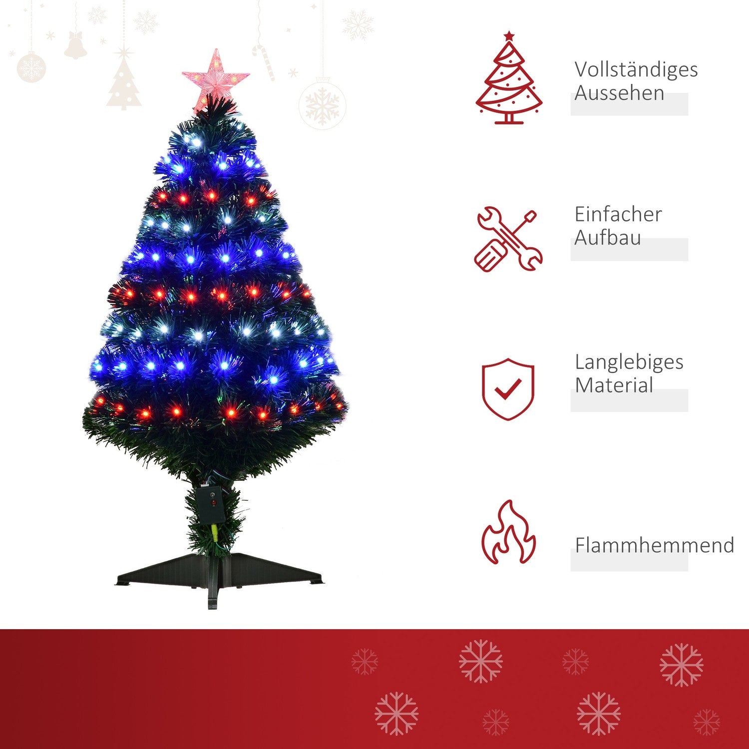 Kerstboom, groen, 48cm x 90cm, 90 LED-lampen