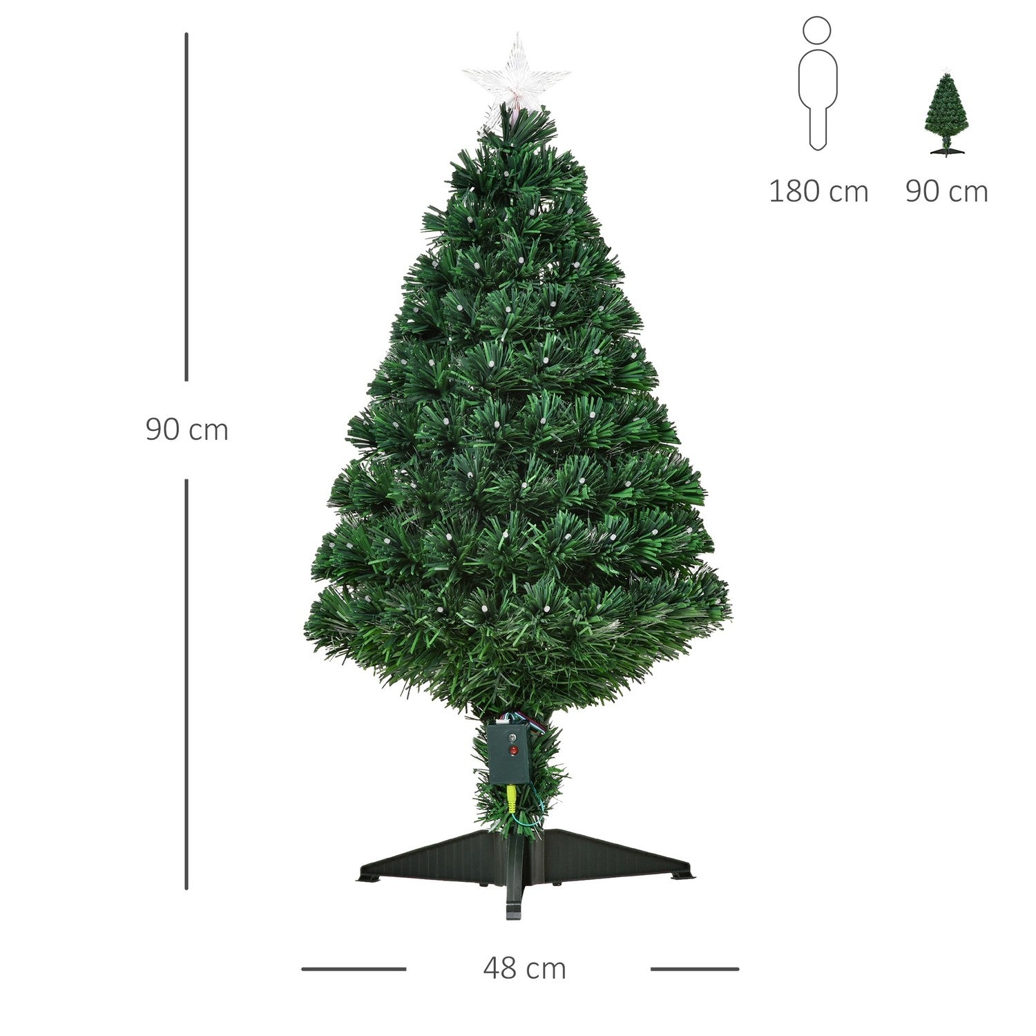 Kerstboom, groen, 48cm x 90cm, 90 LED-lampen