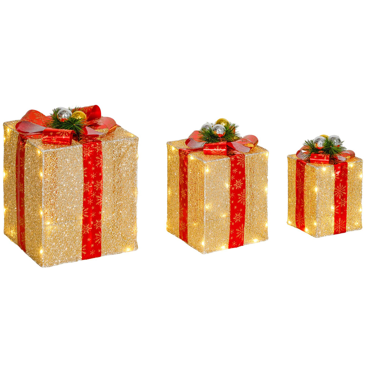 Kerstverlichtingsset, 3-delig, 58 leds, goud