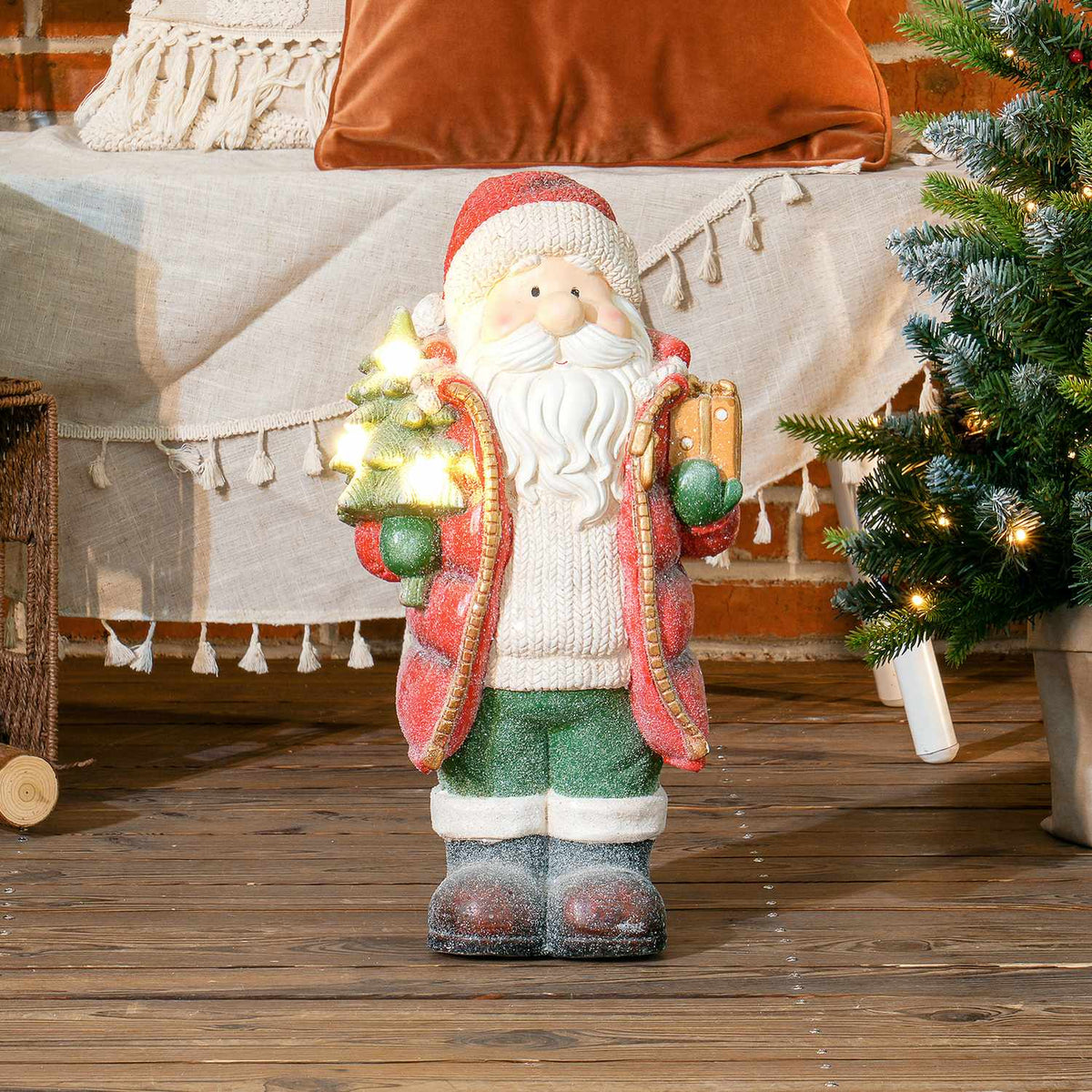 Kerstman kerstbeeldje met LED-verlichting, 50 cm