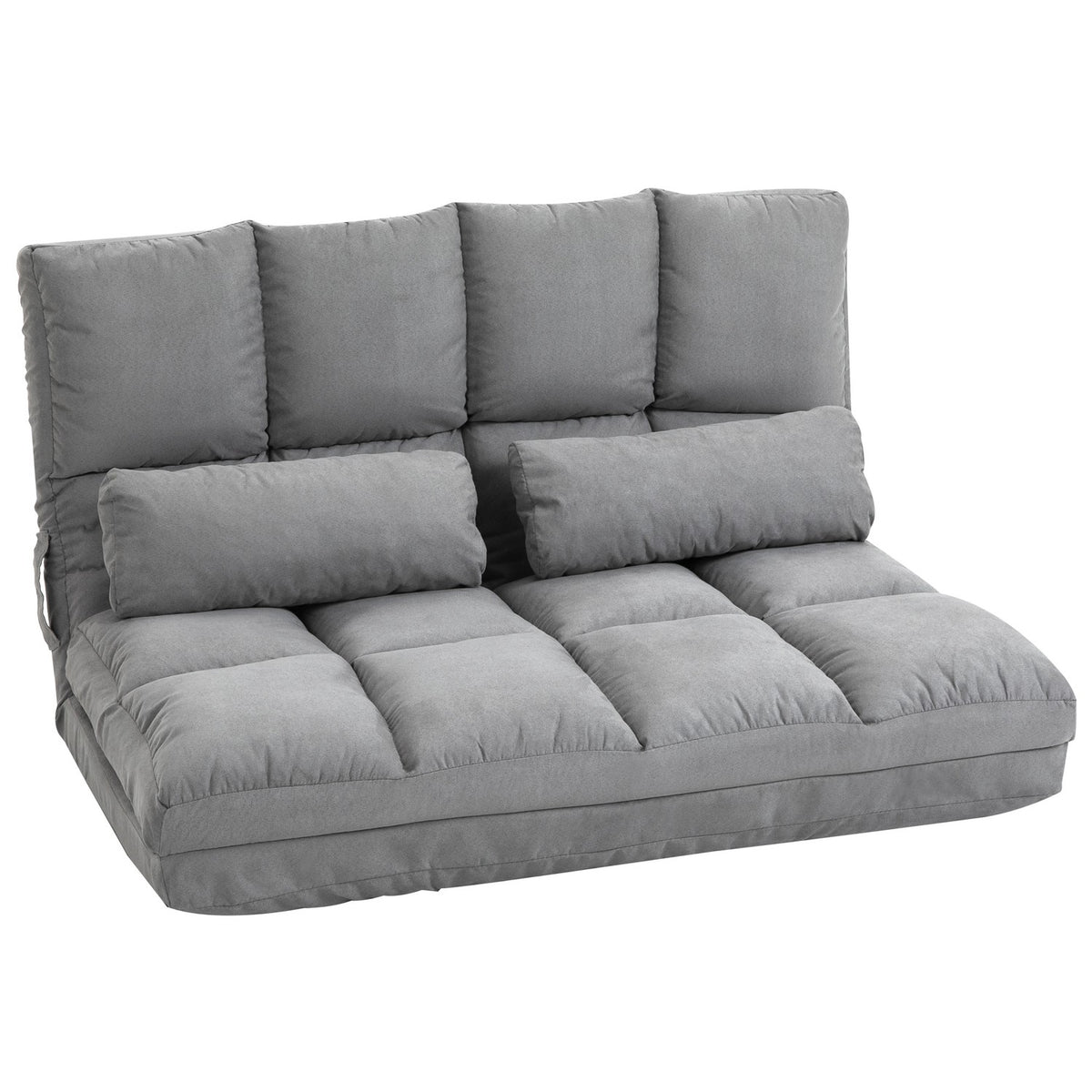 Verstelbare 2-in-1 vloerstoel & -bed met rugleuning, grijs fluweel
