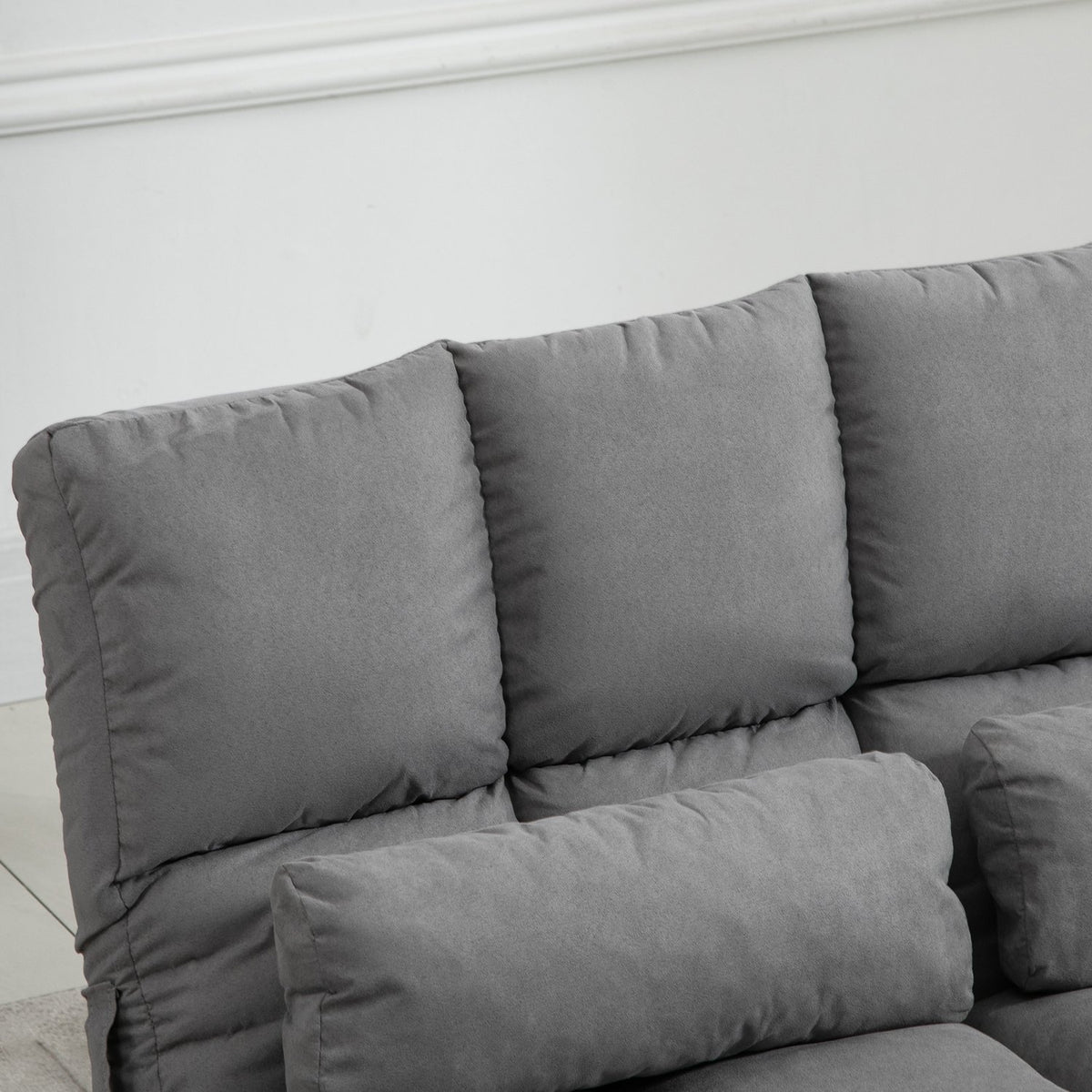 Verstelbare 2-in-1 vloerstoel & -bed met rugleuning, grijs fluweel