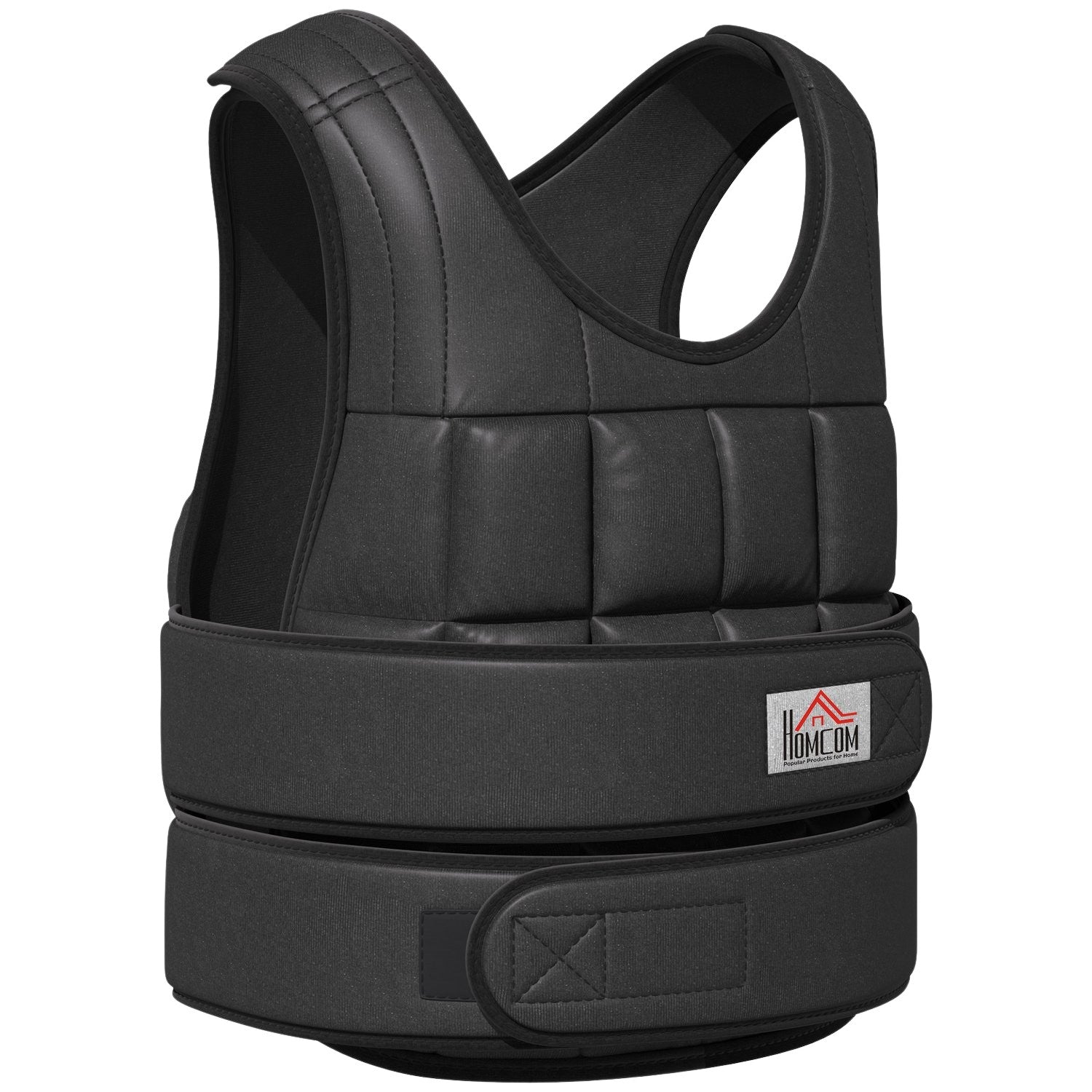 Gilet zavorrato regolabile 30 kg per allenamento di forza, nero