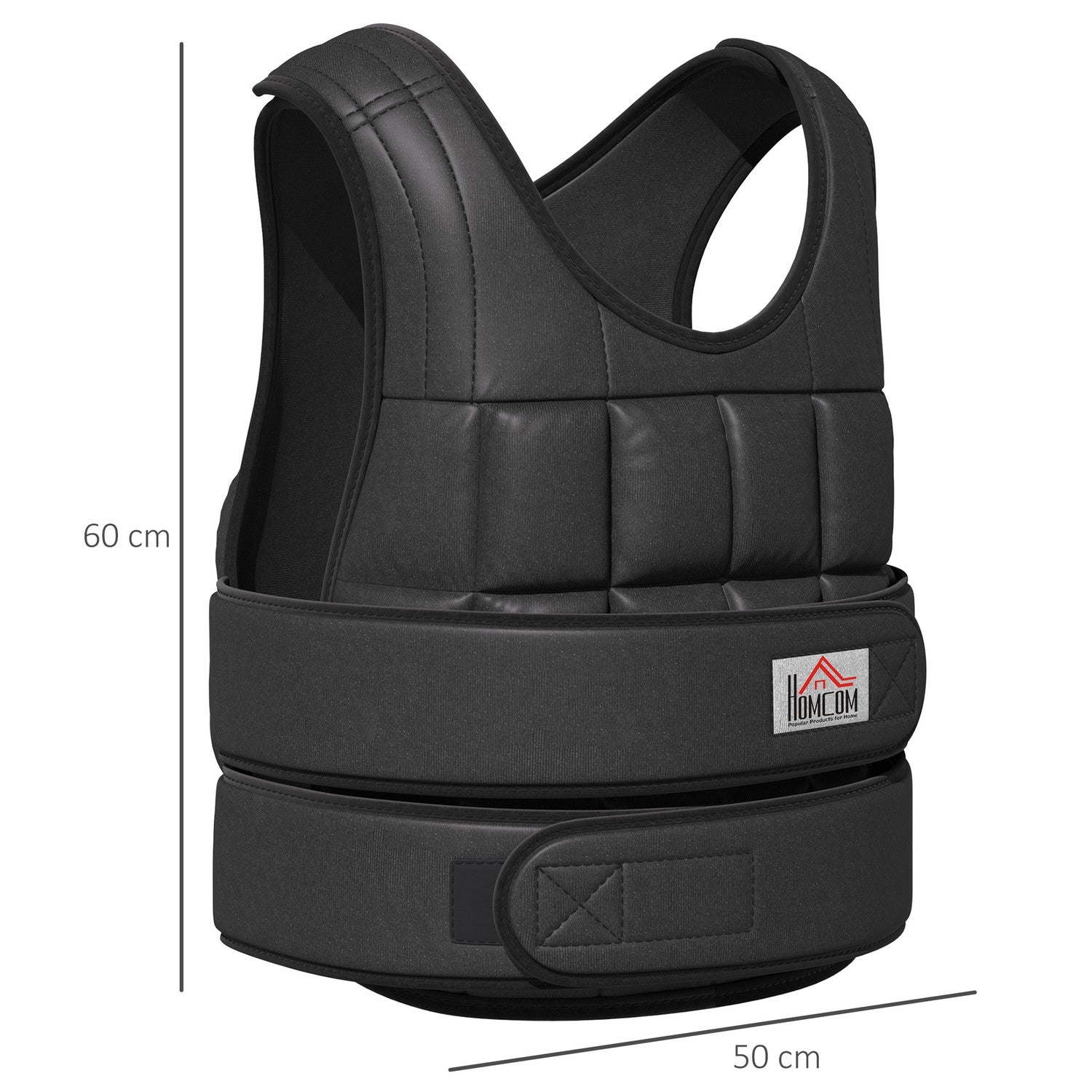 Gilet zavorrato regolabile 30 kg per allenamento di forza, nero