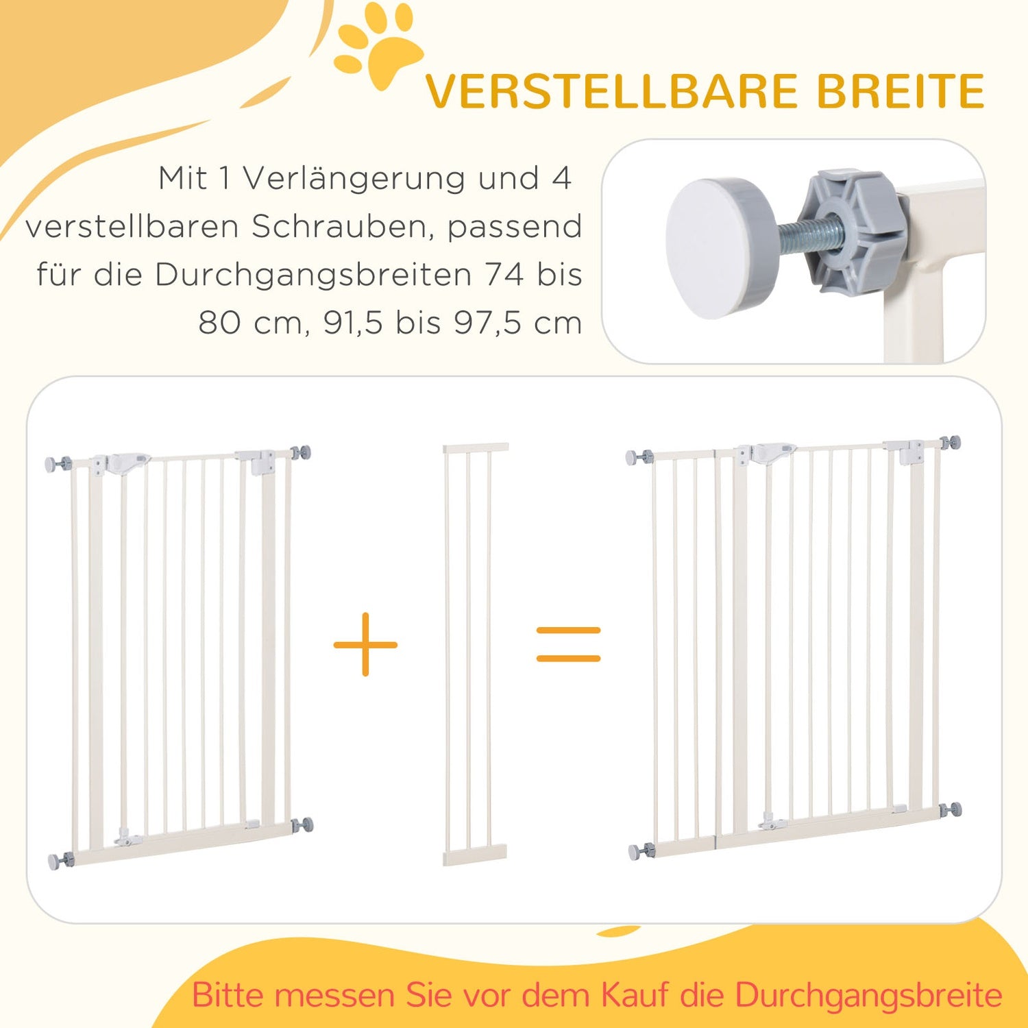 Verstelbare Pet Safety Gate, Boorvrij, Dubbele Vergrendeling, 97,5-104,1 cm