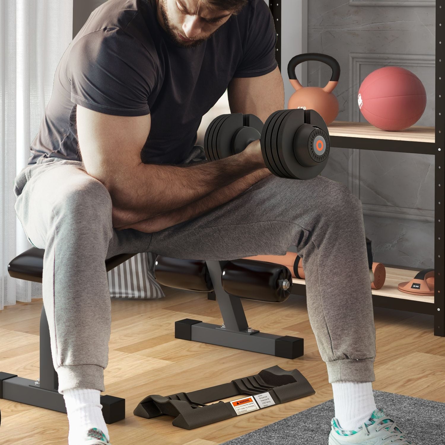 Verstelbare dumbbells met antislip handvatten, bereik 3,5-10 kg