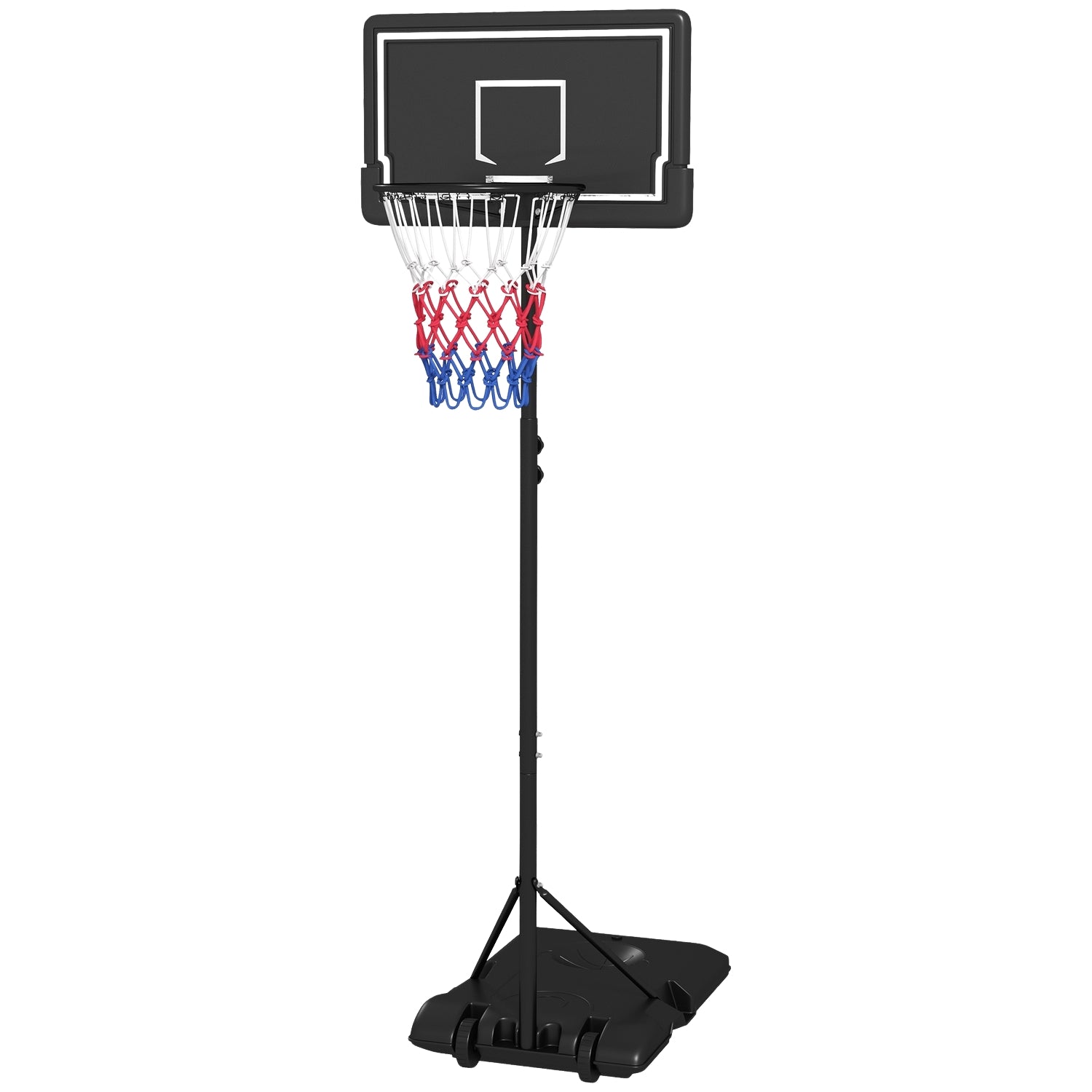 Verstelbare basketbalring met standaard en wielen, 220-250 cm