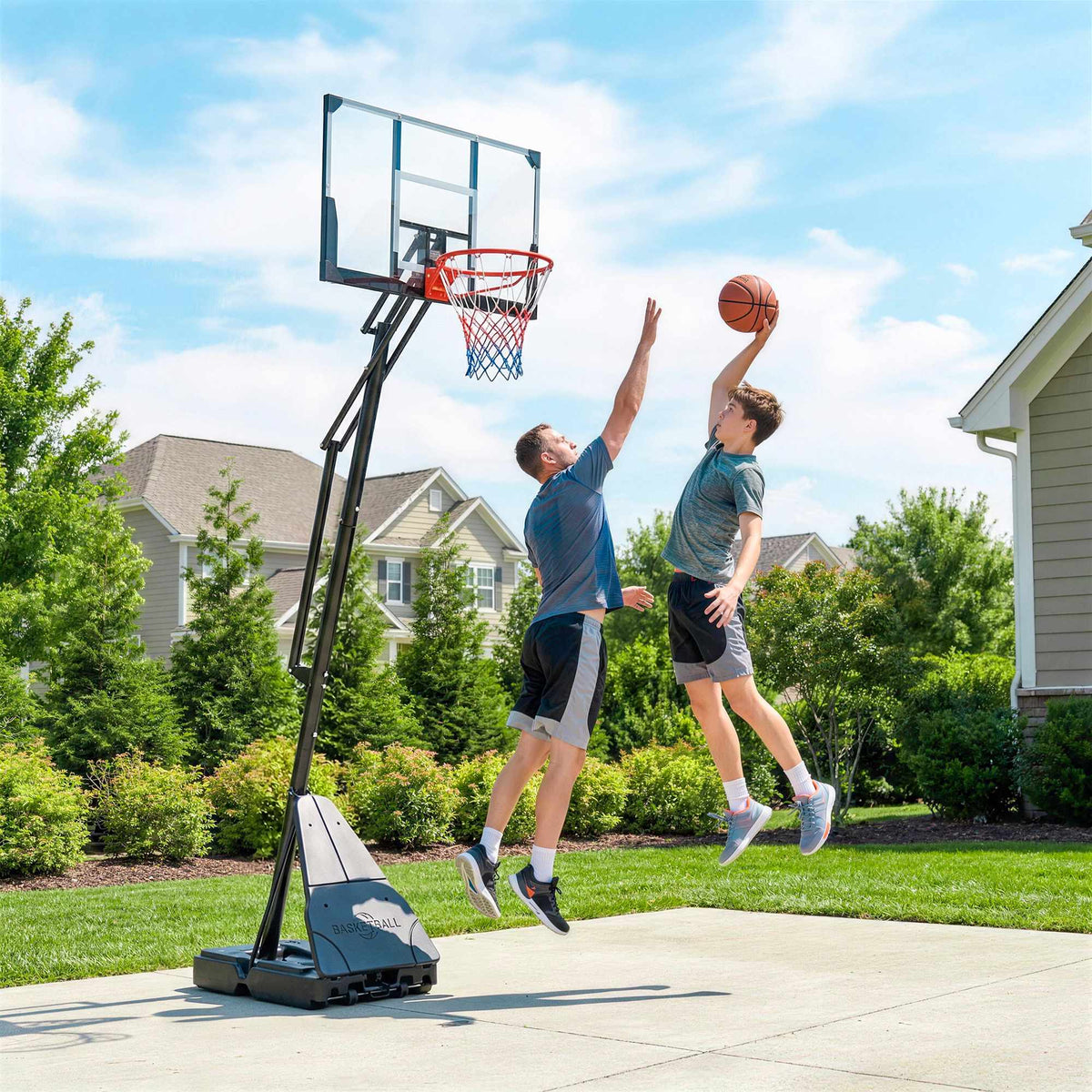 Verstelbare basketbalpaal 2,45-3,05 m met balretoursysteem
