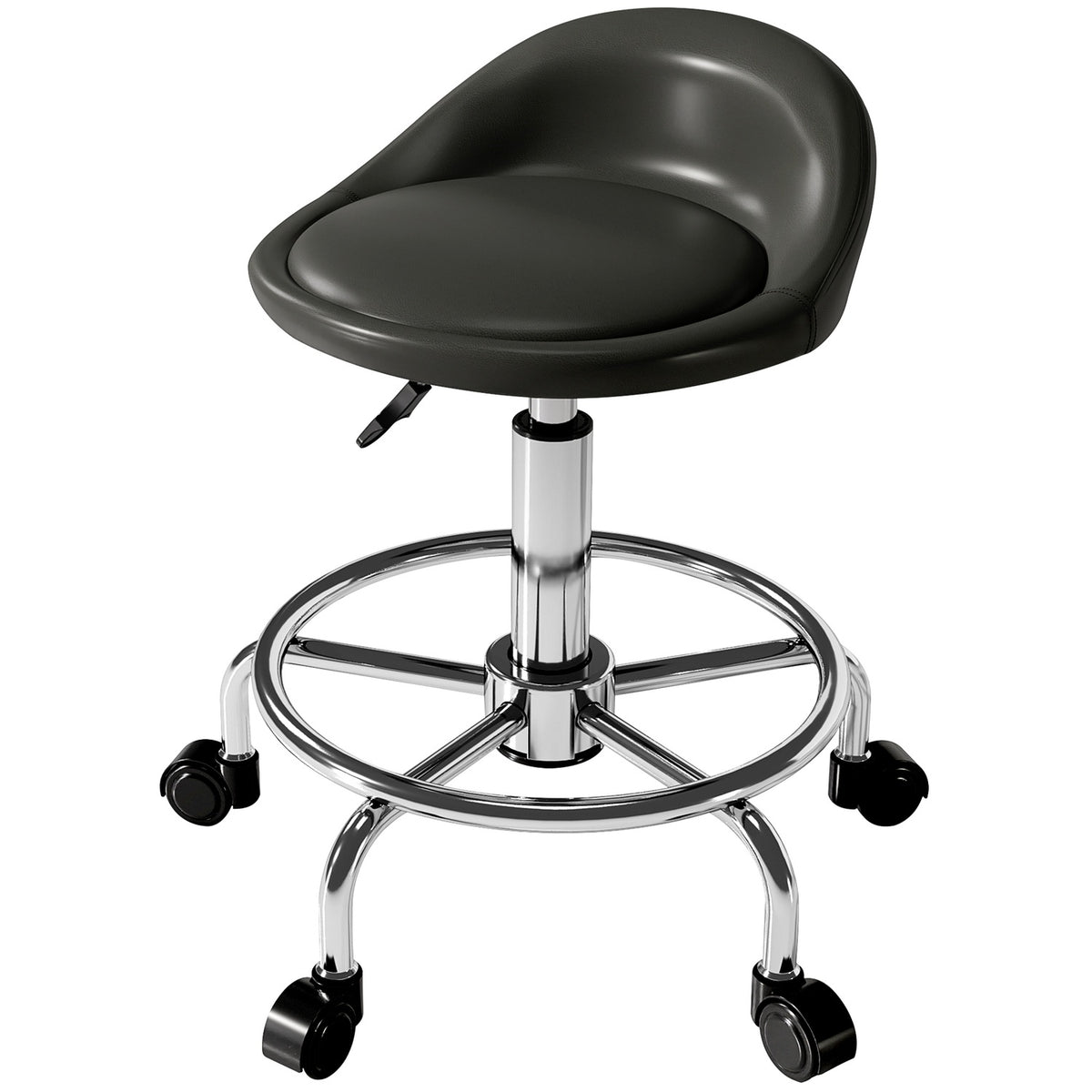 In hoogte verstelbare draaikruk met rugleuning, zwart, 59-75 cm