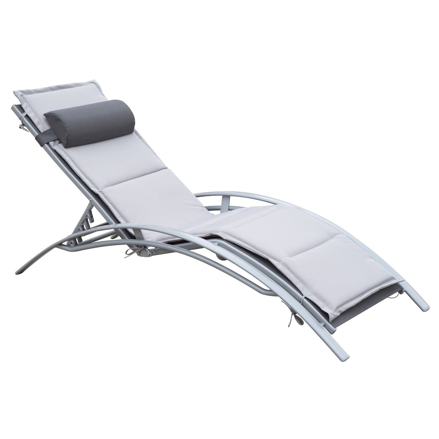 Verstelbare aluminium ligstoel – Grijs, 170 x 64 x 82 cm
