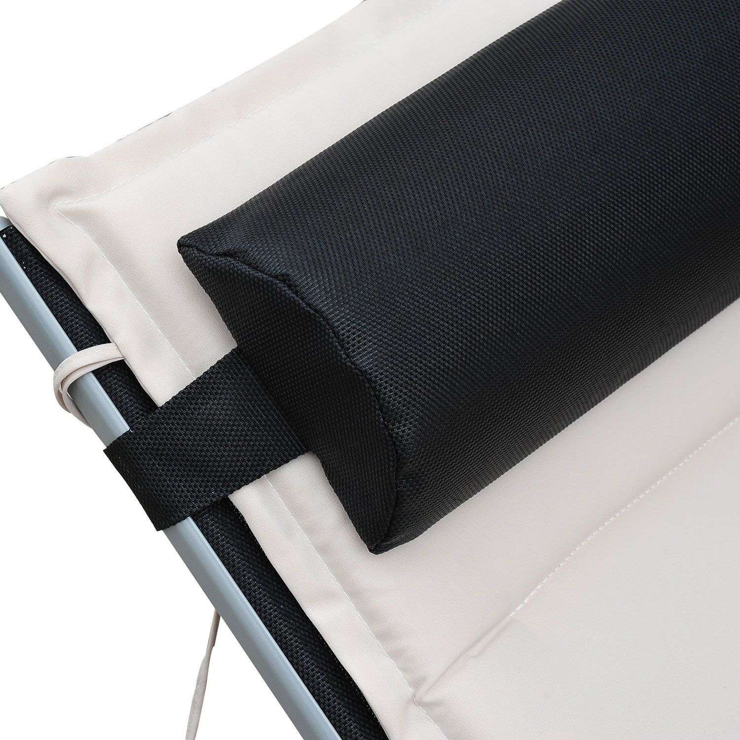 Verstelbare aluminium ligstoel – Crèmewit, 170x64x82 Cm